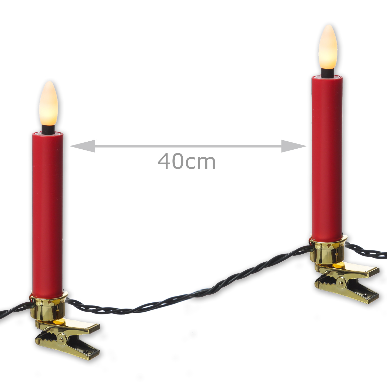 LED Kerzenlichterkette - 20 Christbaumkerzen - Weihnachtsbaumlichterkette - L: 9,5m - Innen/Außen