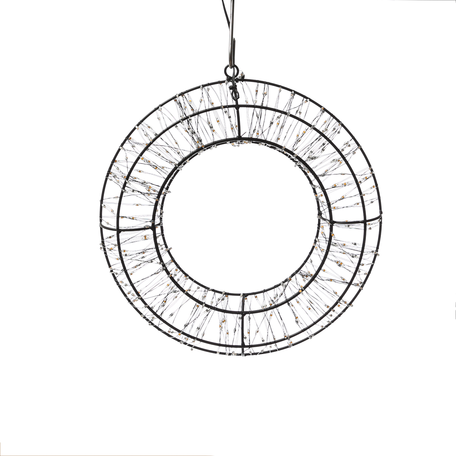 LED Kranz abgeflacht - Lichterkranz mit 400 bernstein LED - D: 30cm - 8Modi/Timer - Innen/Außen LED Kranz abgeflacht - Lichterkranz mit 400 bernstein LED - D: 30cm - 8Modi/Timer - Innen/Außen