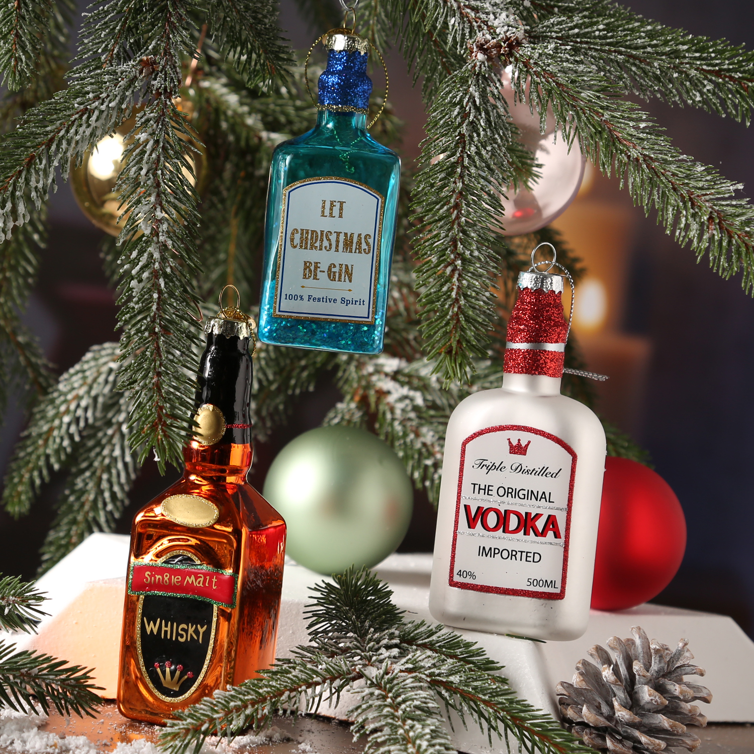 Christbaumschmuck CHRISTMAS GIN - Glas - inkl. Aufhänger - H: 12cm