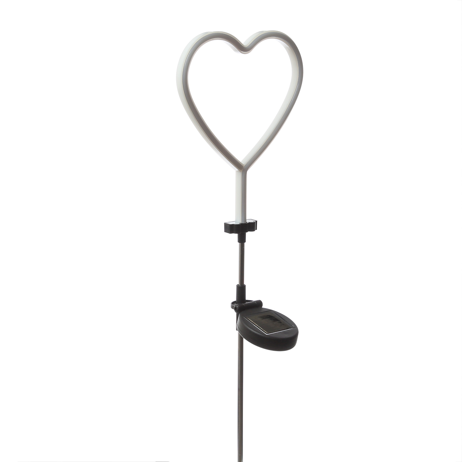LED Solar Gartenstecker Herz - Solarleuchte pinkes Neonherz - H: 72cm - Lichtsensor