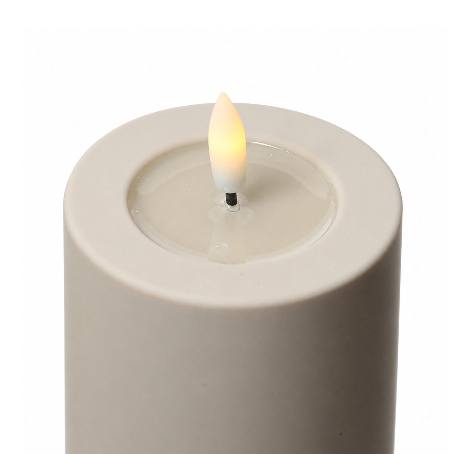 LED Kerze outdoor - Kunststoff - H: 17,5cm - D: 7,5cm - bis 1000h - Timer - für Innen/Außen - sand