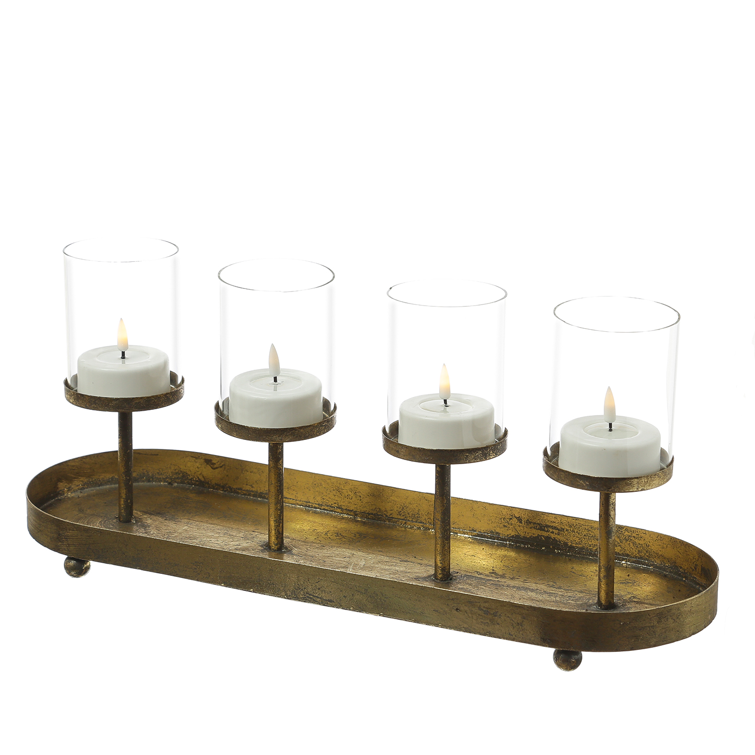 Kerzenhalter Advent - Kerzenständer - Teelichthalter - Eisen - L: 48cm - 4 Kerzenhalterungen - gold Kerzenhalter Advent - Kerzenständer - Teelichthalter - Eisen - L: 48cm - 4 Kerzenhalterungen - gold