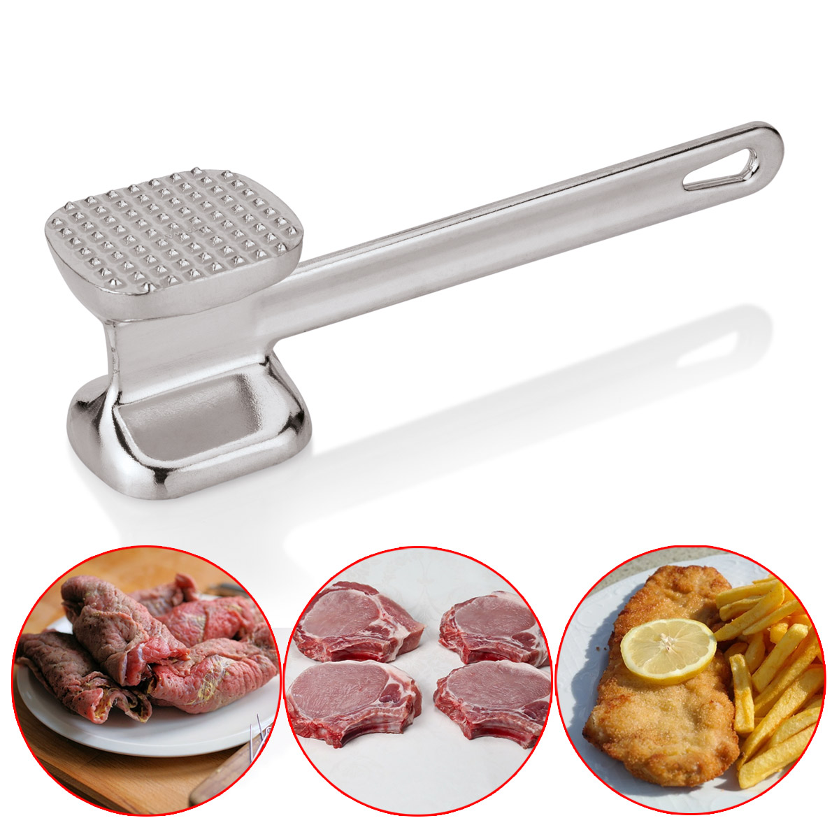 Fleischklopfer Aluminium 400g - 2 Klopfflächen - 25,5cm