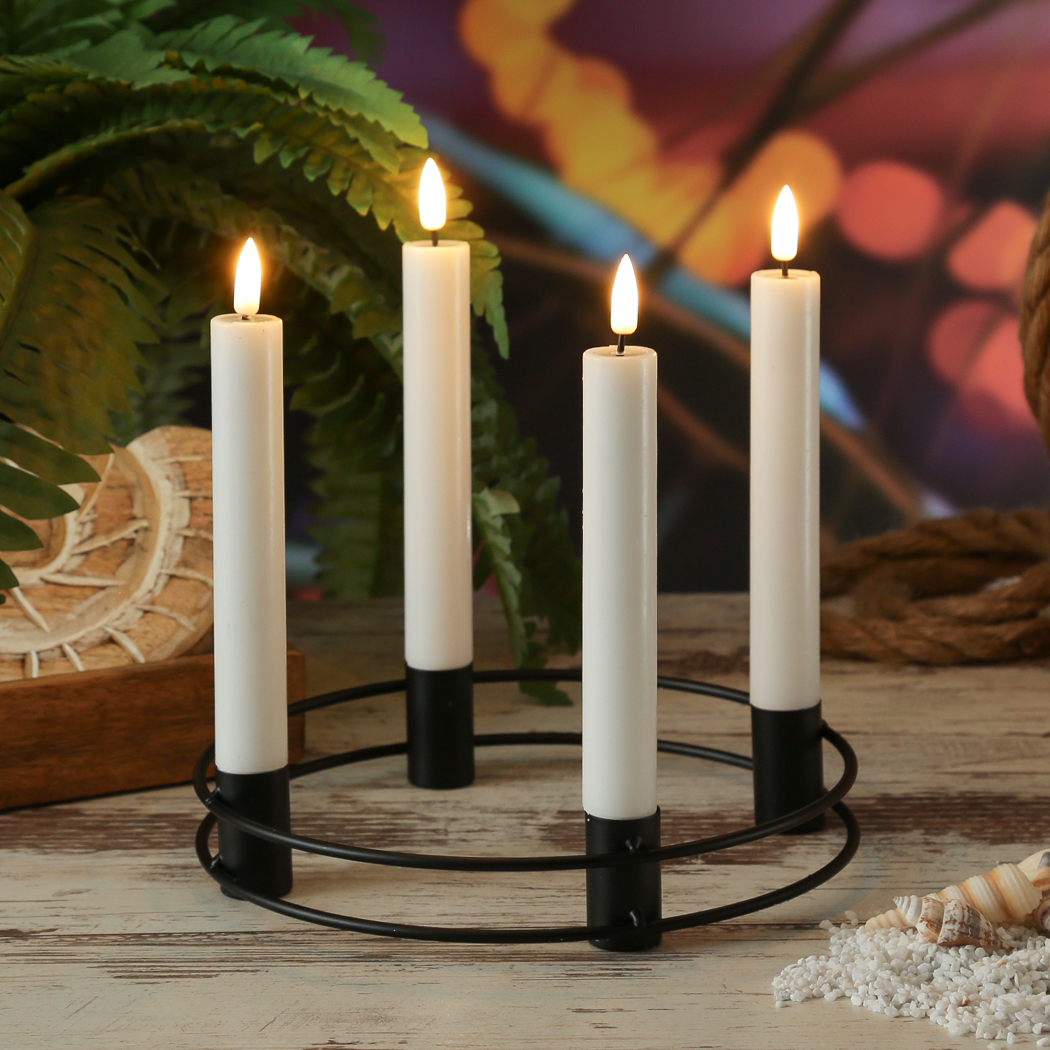 Stabkerzenhalter Adventskranz - Kerzenring - Kerzenständer - D: 20,5cm - schwarz Stabkerzenhalter Adventskranz - Kerzenring - Kerzenständer - D: 20,5cm - schwarz