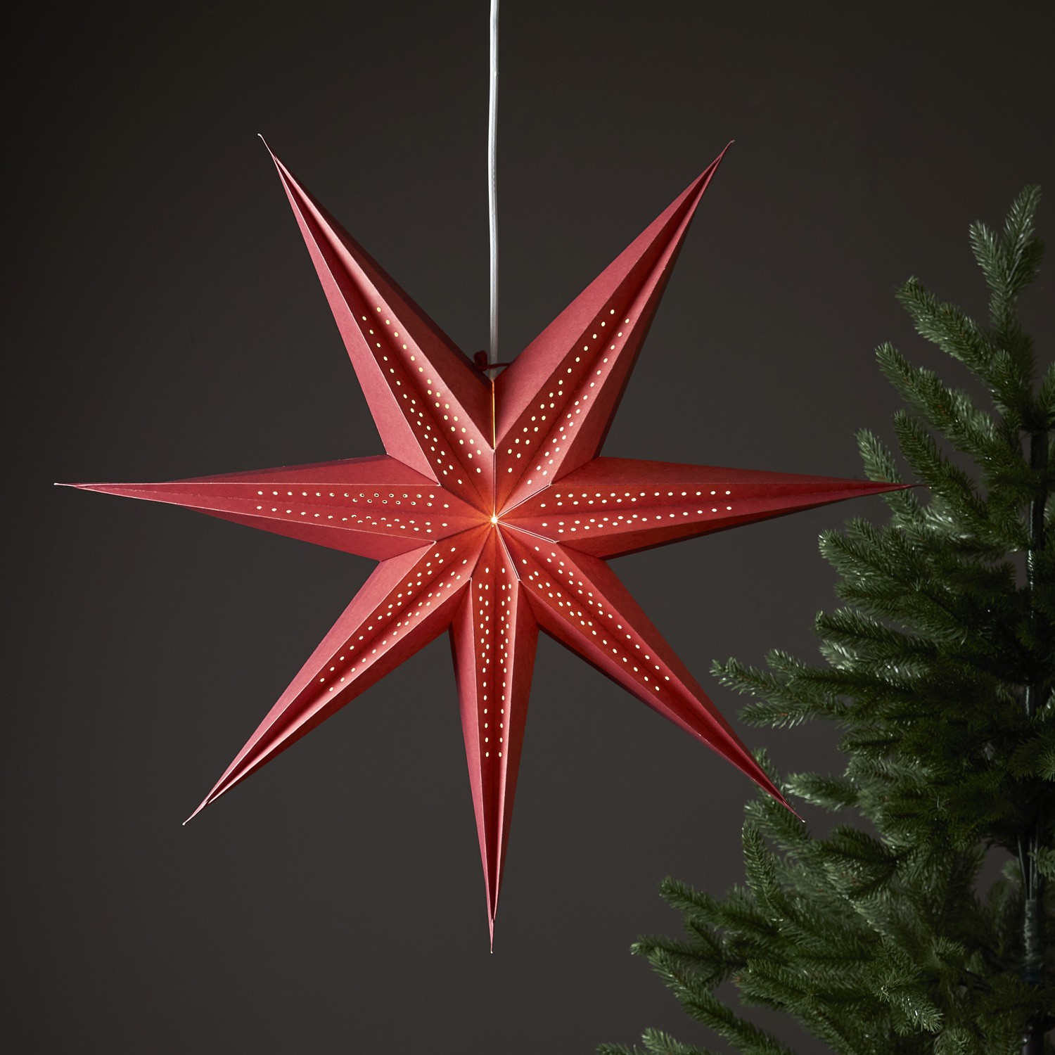Papierstern POINT - hängend - 7-zackig - D: 60cm - rot Papierstern POINT - hängend - 7-zackig - D: 60cm - rot