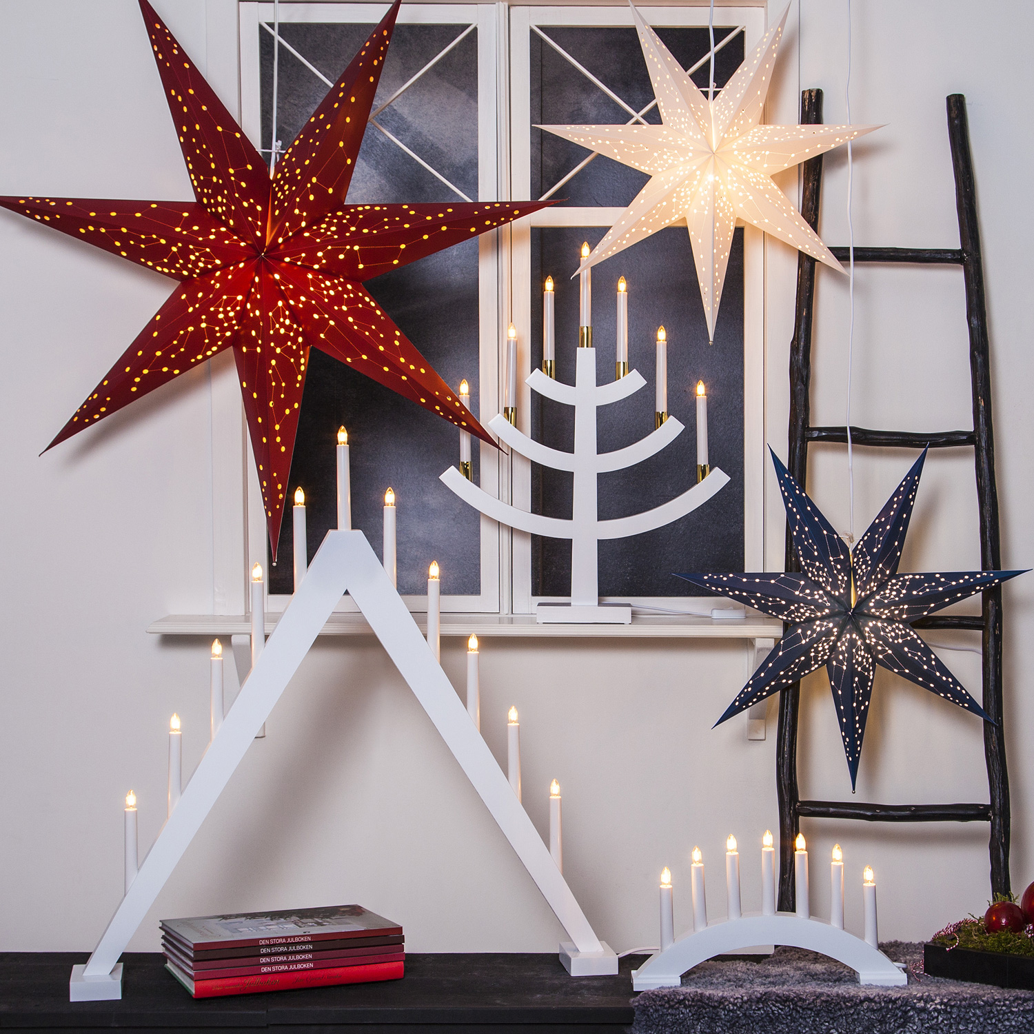 Lichterbogen Bea - 7flammig - warmweiße Birnchen - L: 39cm, H: 22cm - Schalter - weiß