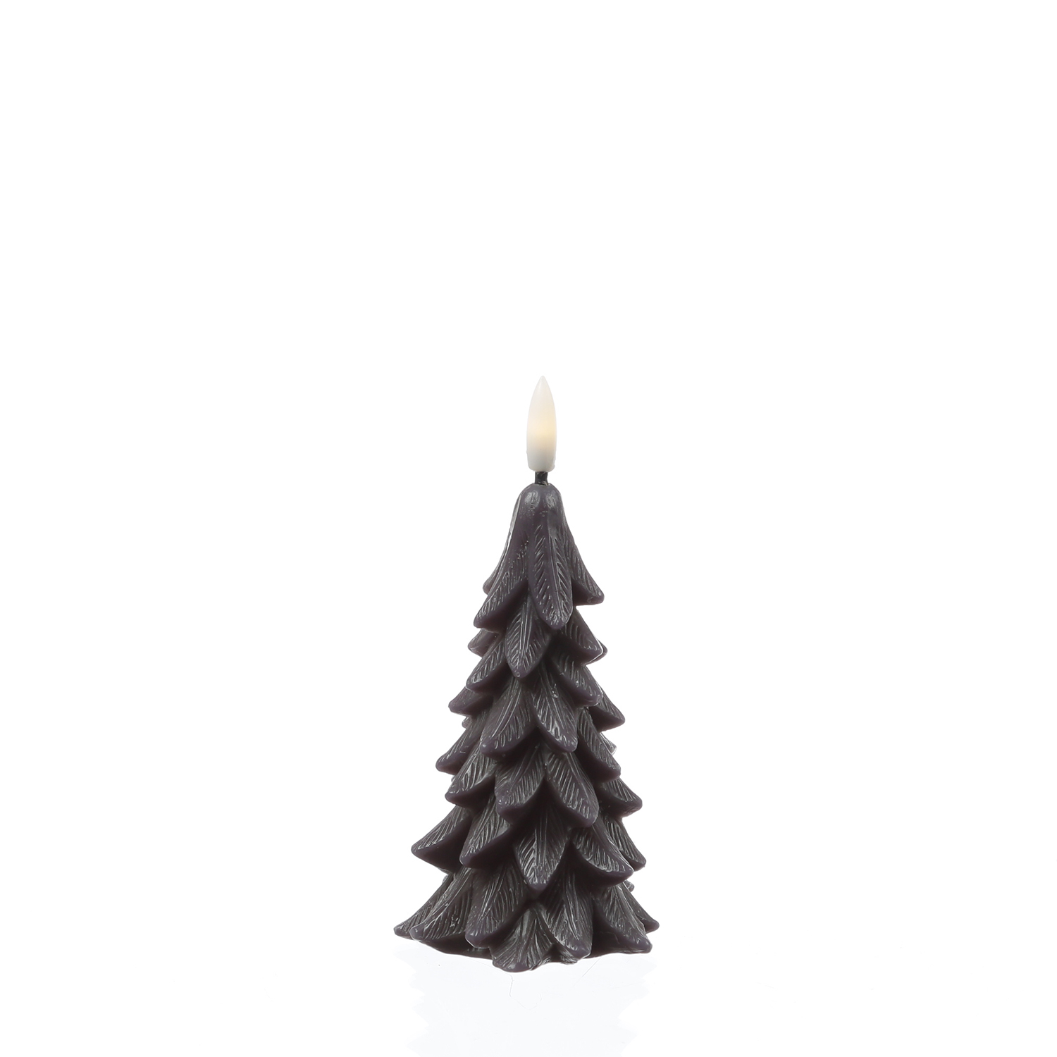 LED Kerze Tannenbaum - Echtwachs - 3D Flamme - inkl. Batterie - H: 16cm - Timer - grau LED Kerze Tannenbaum - Echtwachs - 3D Flamme - inkl. Batterie - H: 16cm - Timer - grau