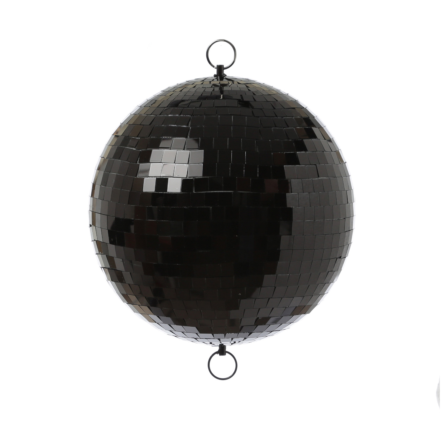 Spiegelkugel 25cm - schwarz - Discokugel Echtglas - 10x10mm Spiegel - PROMO - Metallöse oben + unten