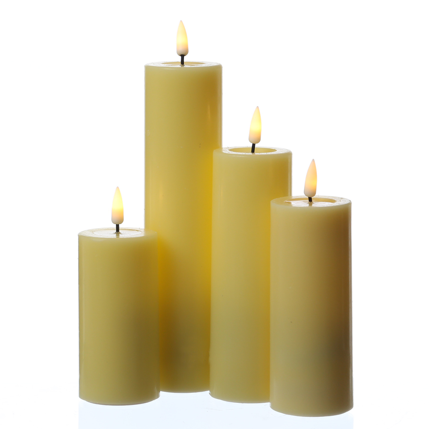 LED Stumpenkerze MIA - Echtwachs - realistische 3D Flamme - H: 15cm D: 5cm - Batterie - gelb LED Stumpenkerze MIA - Echtwachs - realistische 3D Flamme - H: 15cm D: 5cm - Batterie - gelb