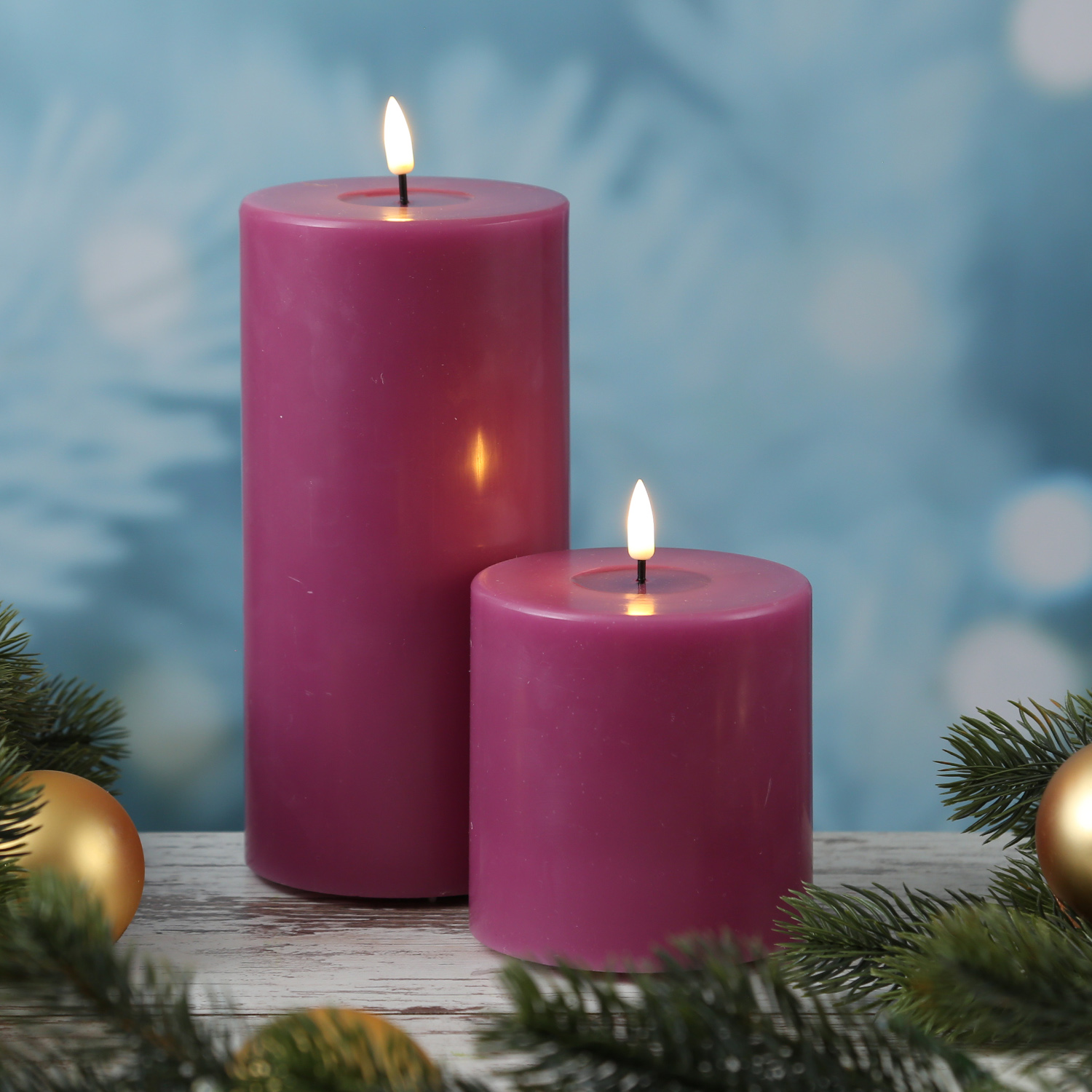 LED Stumpenkerze MIA - Echtwachs - realistische 3D Flamme - H: 10cm - D: 10cm - malve LED Stumpenkerze MIA - Echtwachs - realistische 3D Flamme - H: 10cm - D: 10cm - malve