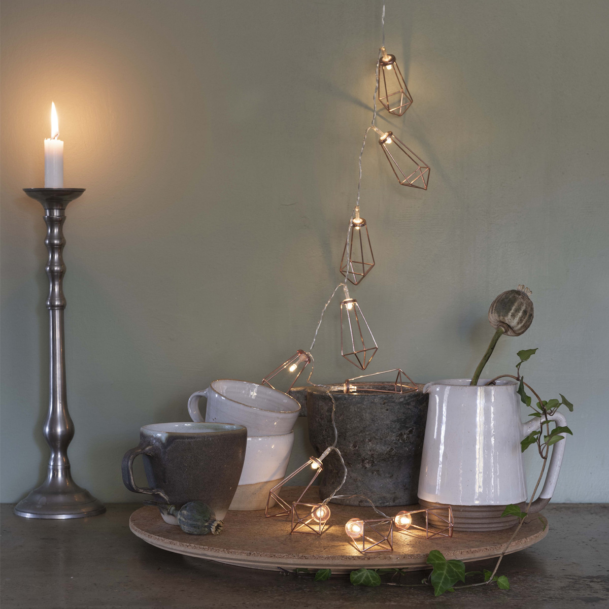 LED Lichterkette RUBIN - 10 warmweiße LED - Batterie - Timer - L: 0,90m - kupferfarben LED Lichterkette RUBIN - 10 warmweiße LED - Batterie - Timer - L: 0,90m - kupferfarben