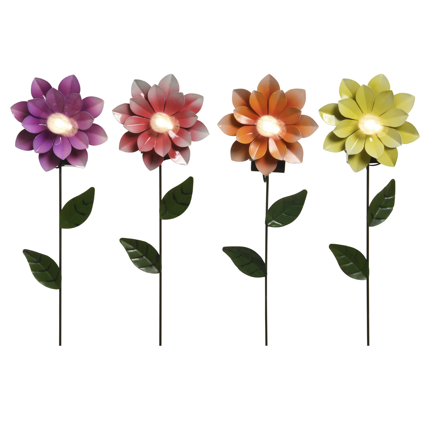 LED Solar Blumenstecker - bunte LED - Garten - Terrasse - Balkon-Deko - H: 49,5cm - bunt - 4er Set