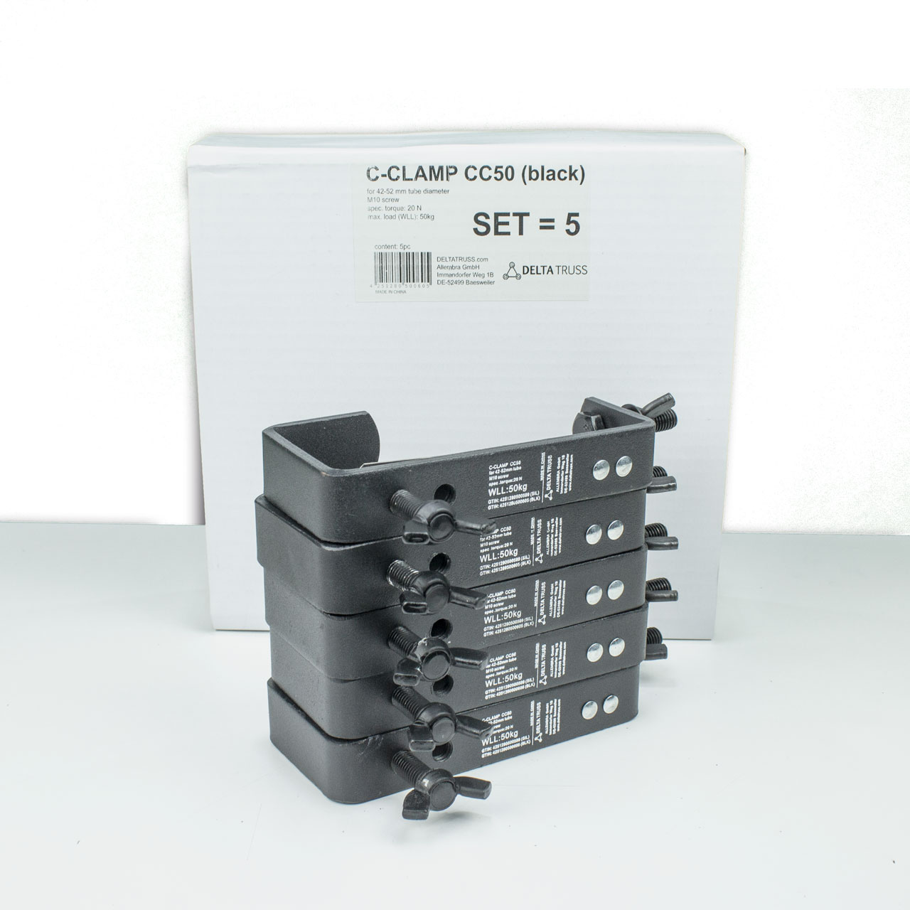 Theaterhaken 50kg Set CC-50 schwarz (5 Stück) - Stabiler Montagehaken mit Schutzlippe - bis 50kg | DELTATRUSS Theaterhaken 50kg Set CC-50 schwarz (5 Stück) - Stabiler Montagehaken mit Schutzlippe - bis 50kg | DELTATRUSS