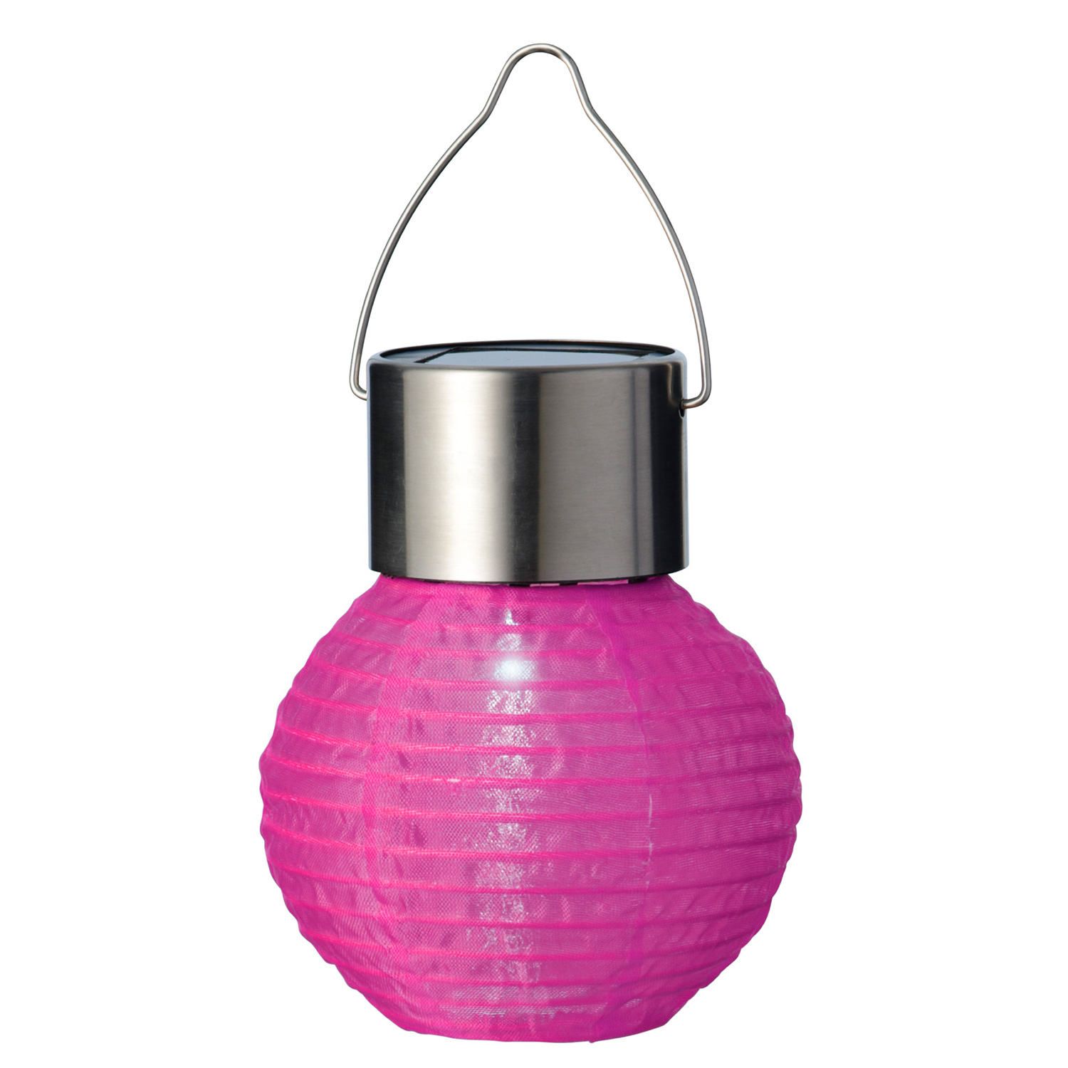 LED Solar Mini Lampions - kaltweiße LED - H: 9,5cm - D: 7cm - Lichtsensor - pink - 4er Set