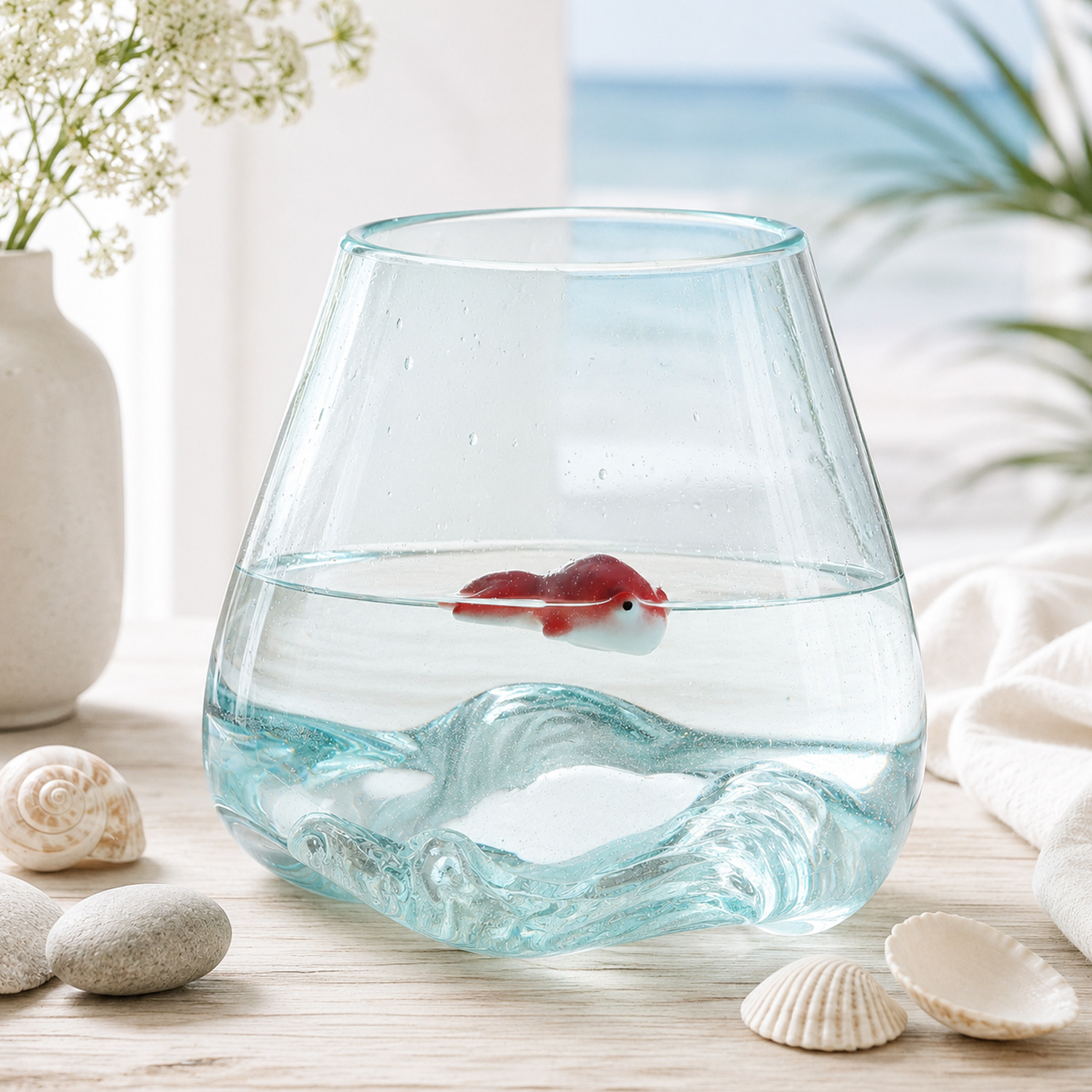 Teichdeko Fisch LADY - Dekofigur - Porzellan - schwimmend - L: 7cm - rot