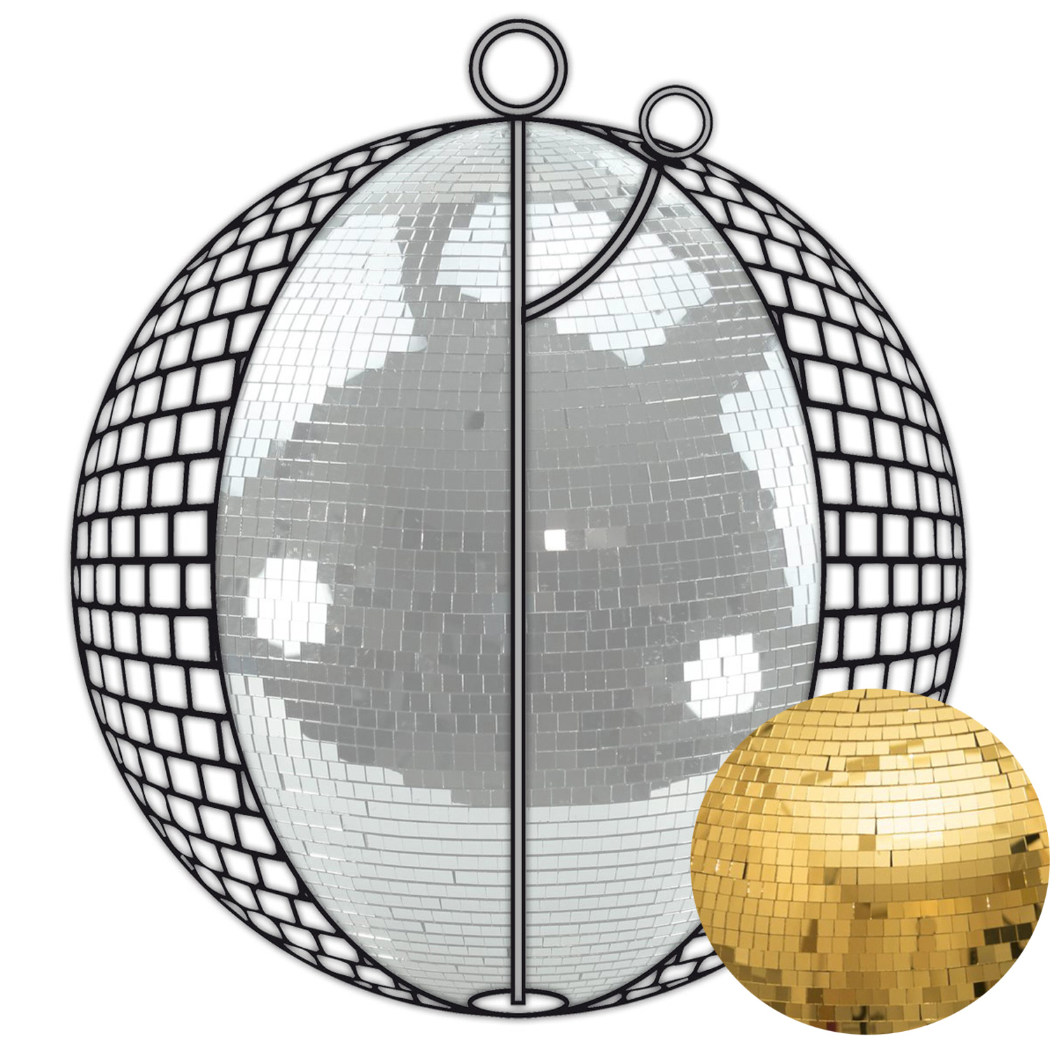 Spiegelkugel 150cm gold - Diskokugel (Discokugel) Party Lichteffekt - Echtglas - mirrorball safety gold color