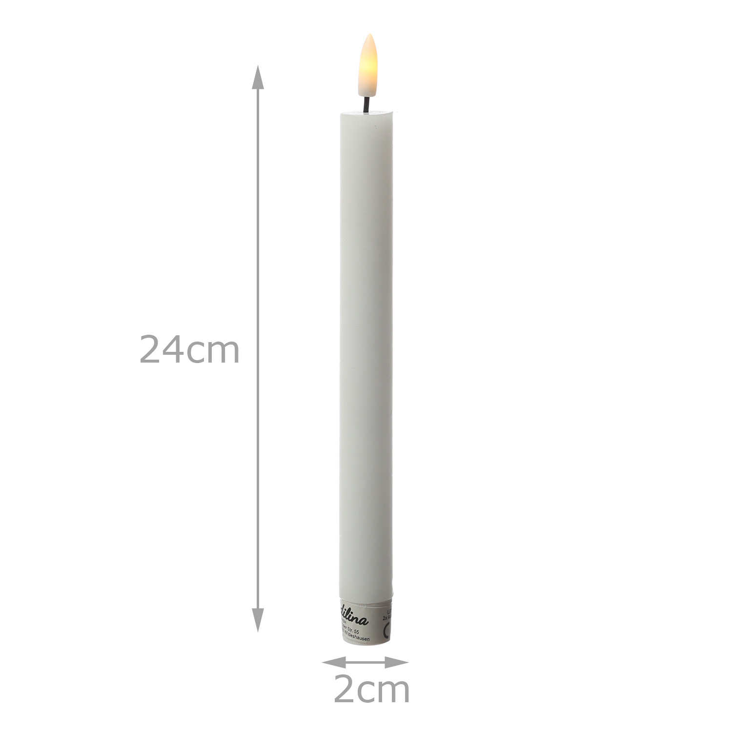 LED Stabkerzen LINA - Rustik-Optik - Echtwachs - 3D Flamme - H: 24cm - Timer - weiß - 2er Set