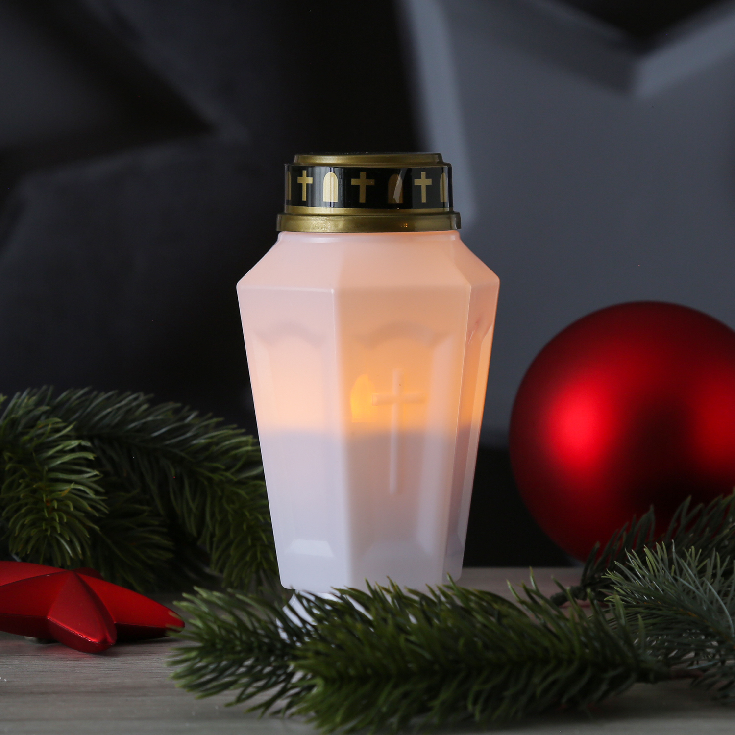 LED Grablicht - Grabkerze - orange flackernd - Timer- H: 15,5cm - für Außen - weiß - 10er Set LED Grablicht - Grabkerze - orange flackernd - Timer- H: 15,5cm - für Außen - weiß - 10er Set