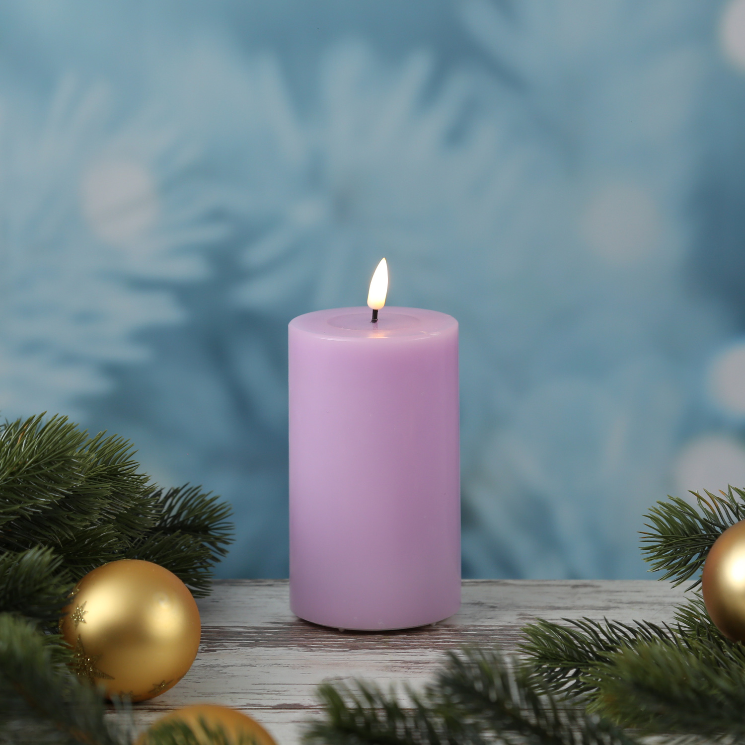 LED Stumpenkerze MIA - Echtwachs - realistische 3D Flamme - H: 12,5cm - D: 7,5cm - lavendel LED Stumpenkerze MIA - Echtwachs - realistische 3D Flamme - H: 12,5cm - D: 7,5cm - lavendel