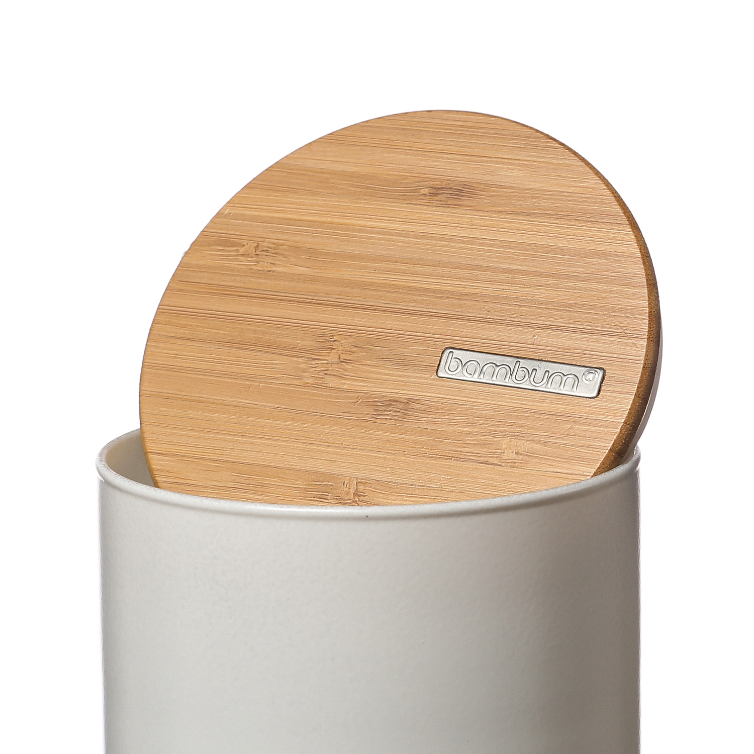 Vorratsdose S - Vorratsglas mit Bambusdeckel - 0,7 Liter - D: 11cm - H: 10cm - weiß - 2 Stk.