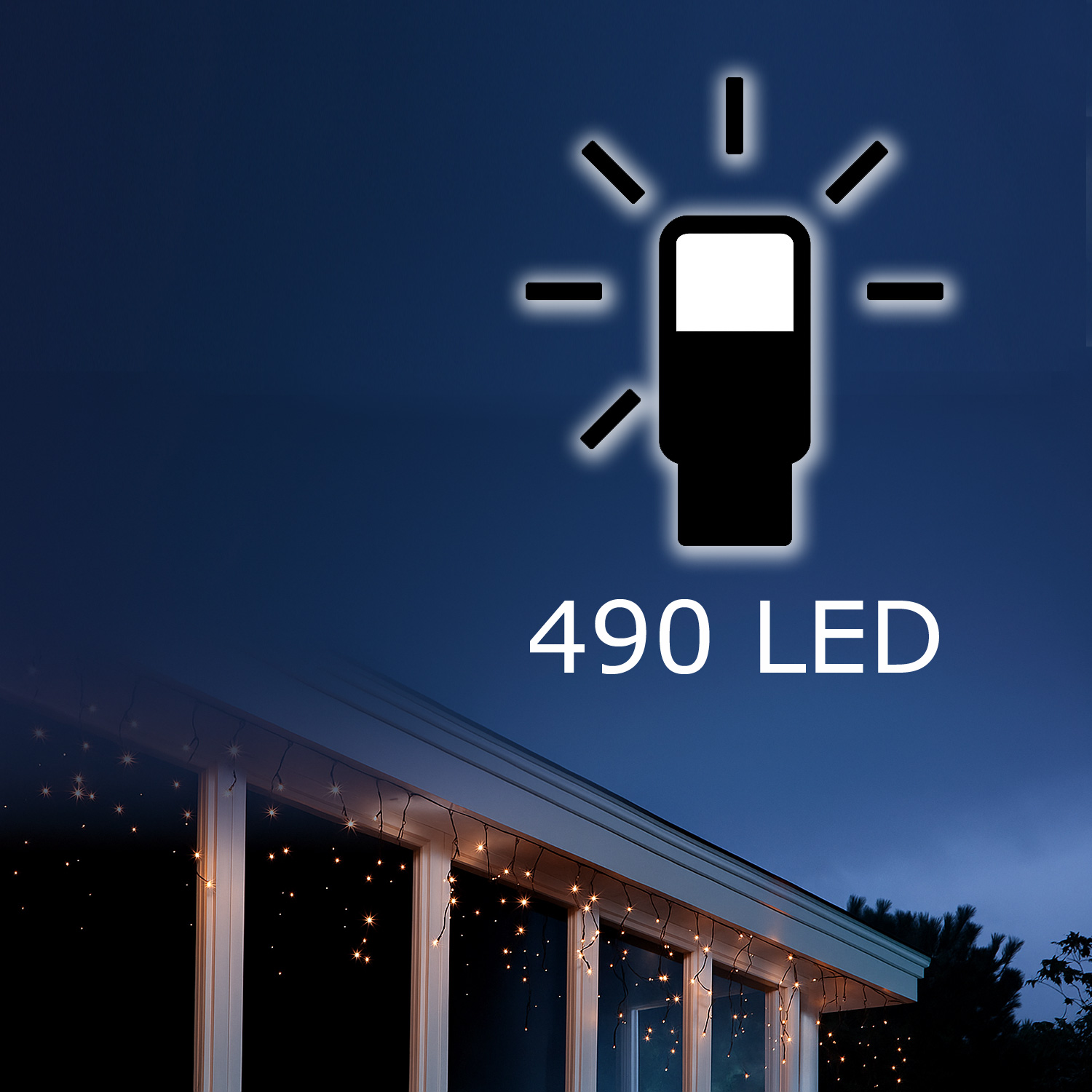 LED Lichtervorhang Eisregen - 490 bernstein LED - L: 20m, H: 50cm - Timer - 8 Funkt. -  Innen/Außen