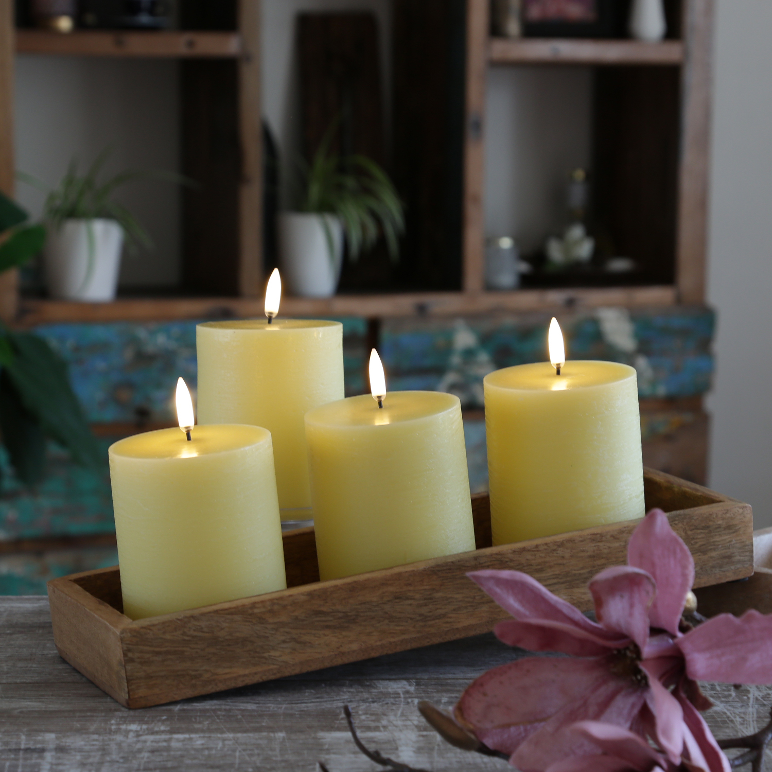 LED Kerzenset PIA - Rustik-Optik - H: 10cm - inkl. Batterien und Fernbedienung - gelb - 4er Set LED Kerzenset PIA - Rustik-Optik - H: 10cm - inkl. Batterien und Fernbedienung - gelb - 4er Set