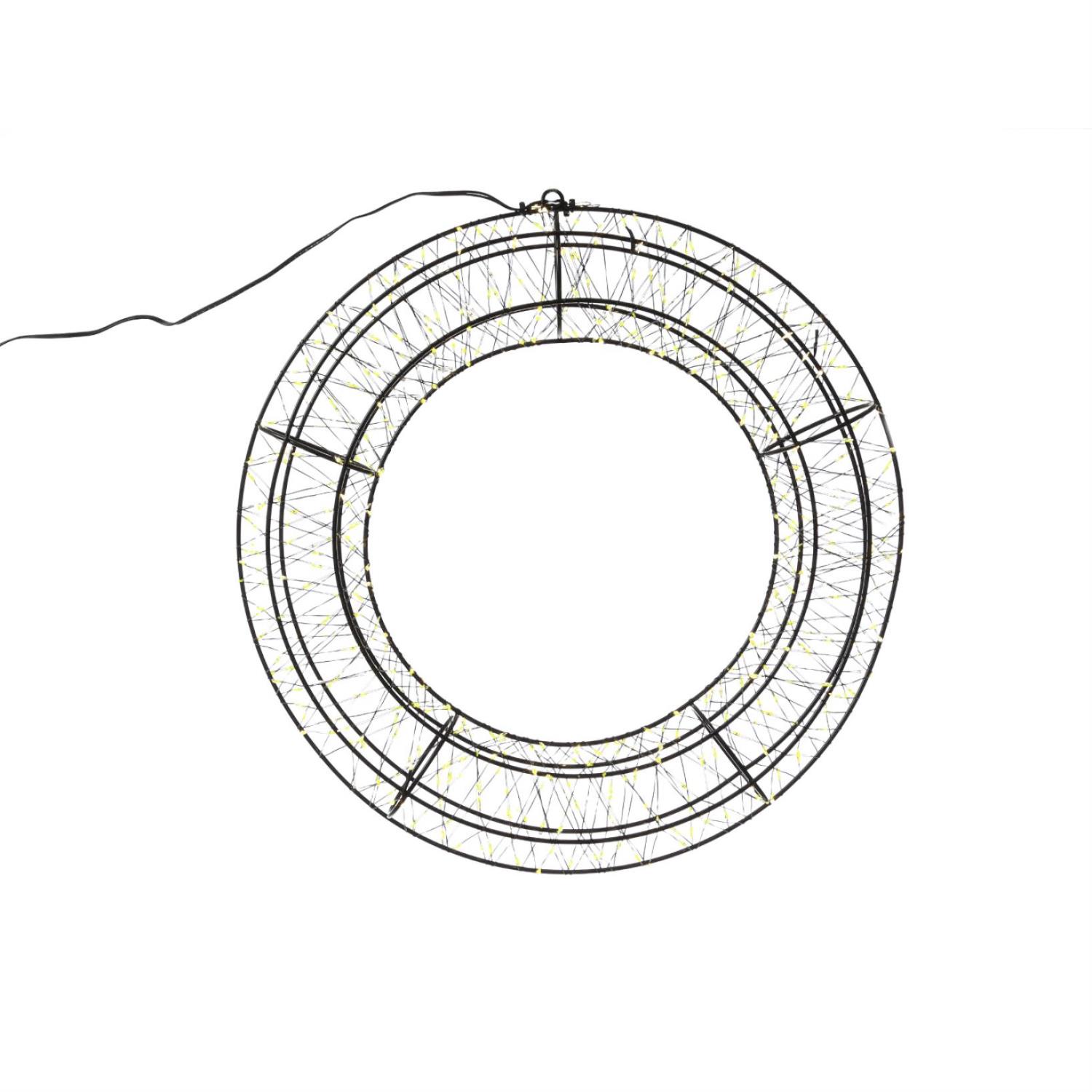 B-Ware LED Kranz mit Drahtlichterkette - Lichterkranz mit 1200 warmweißen LED - D: 40cm - Timer - Außen