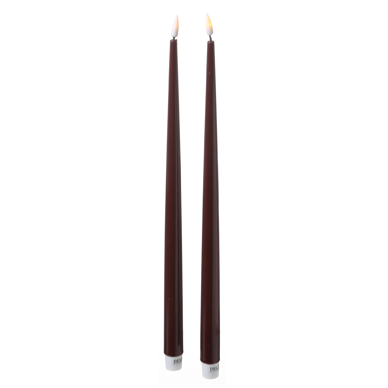LED Stabkerzen ELLA - Echtwachs - realistische 3D Flamme - H: 38cm - weinrot - 2 Stück LED Stabkerzen ELLA - Echtwachs - realistische 3D Flamme - H: 38cm - weinrot - 2 Stück