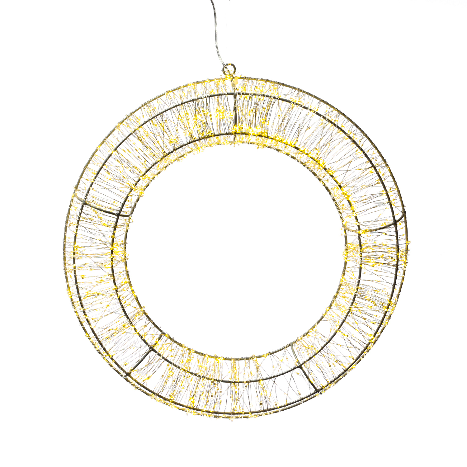 LED Kranz abgeflacht - Lichterkranz mit 1500 warmweißen LED - D: 40cm - 8Modi/Timer - Innen/Außen LED Kranz abgeflacht - Lichterkranz mit 1500 warmweißen LED - D: 40cm - 8Modi/Timer - Innen/Außen