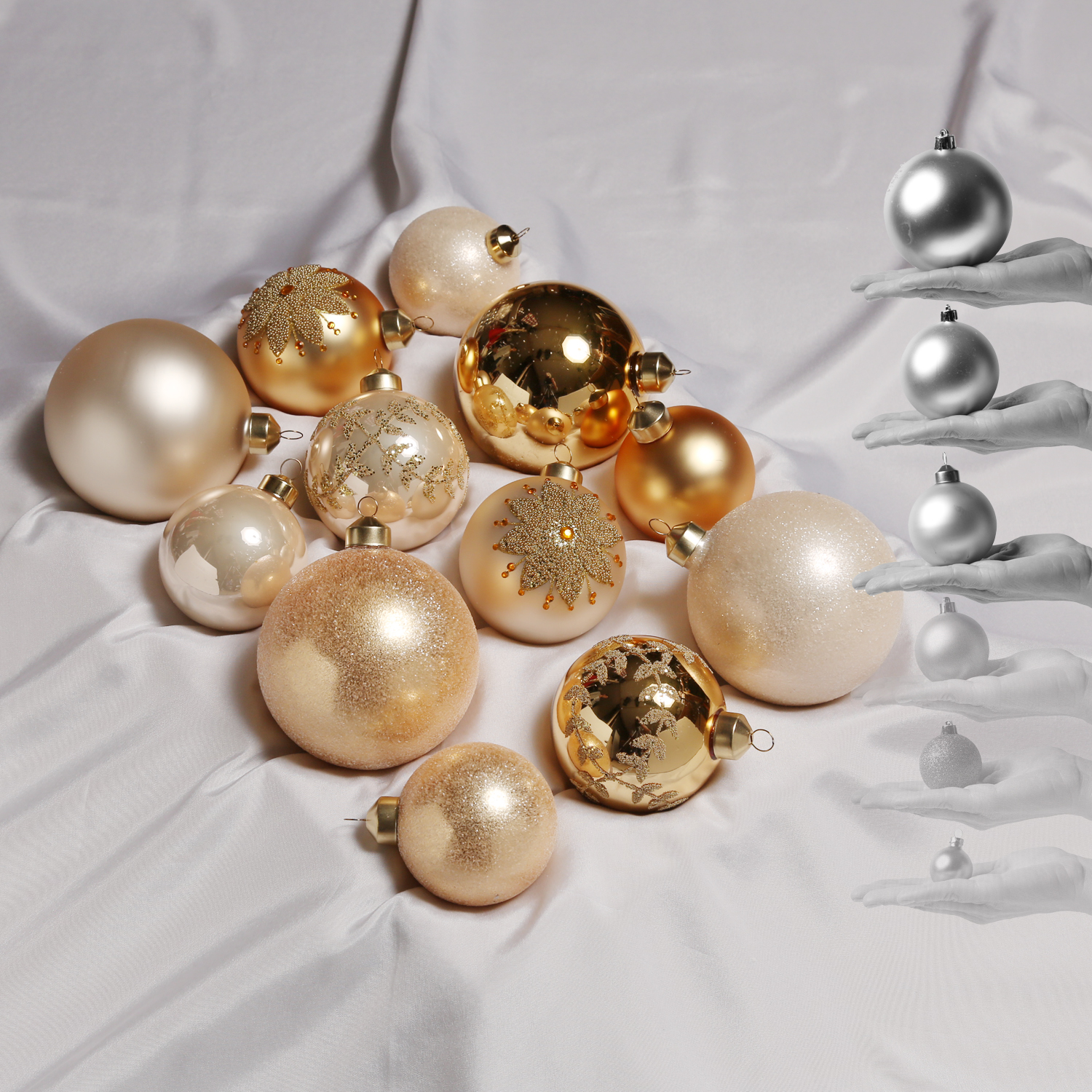 Christbaumkugel - Weihnachtskugel - Glas - 3 Größen - glänzend matt glitzernd - champagner gold 12St Christbaumkugel - Weihnachtskugel - Glas - 3 Größen - glänzend matt glitzernd - champagner gold 12St