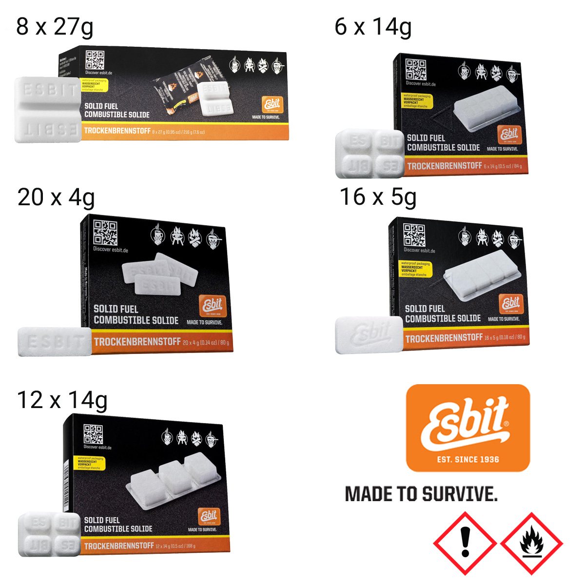 ESBIT Trockenbrennstofftabletten 6x14g - solid fuel - wasserfest verpackt