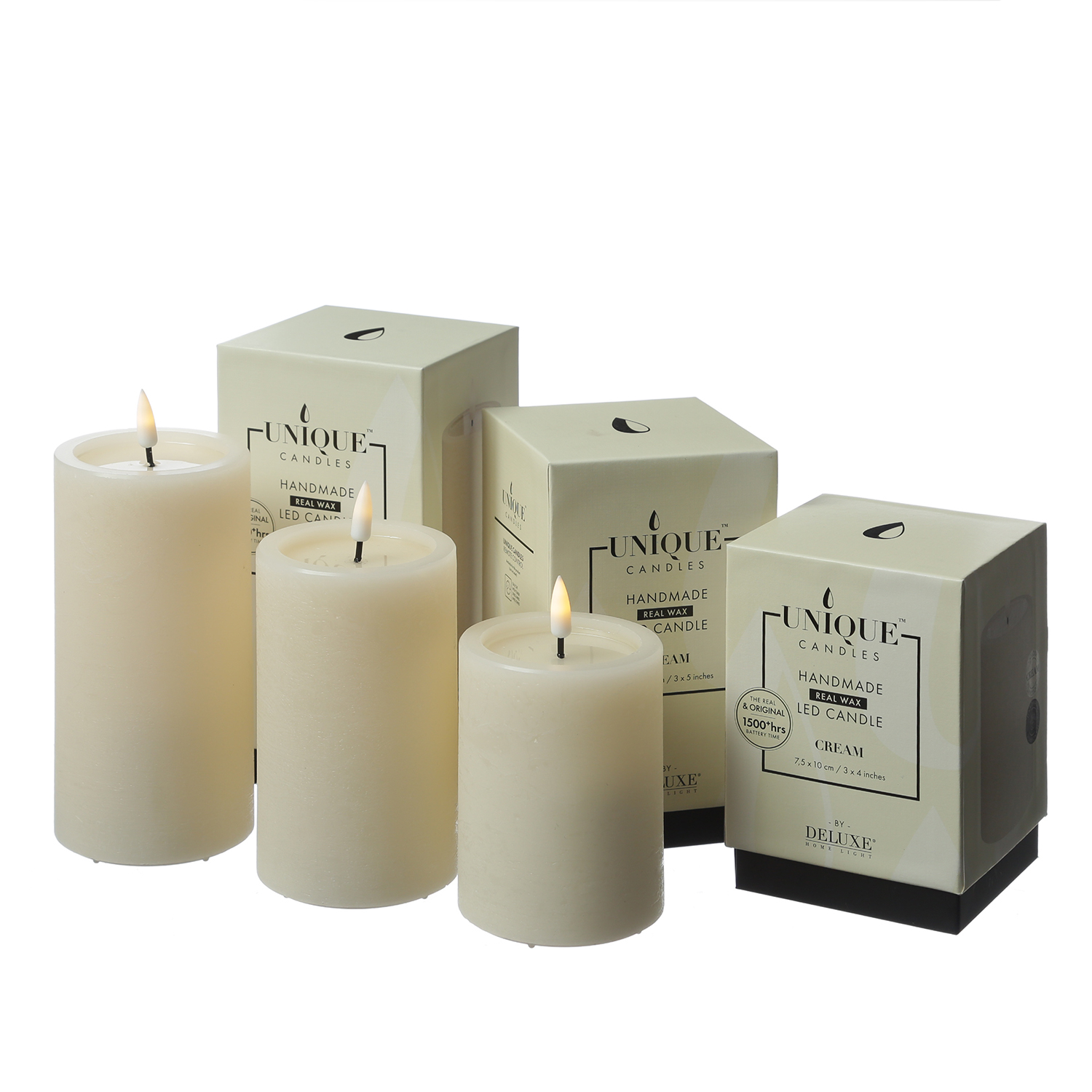 LED Kerze UNIQUE - Rustik-Optik - Echtwachs - H: 12,5cm - D: 7,5cm - bis zu 1500 Std. - creme LED Kerze UNIQUE - Rustik-Optik - Echtwachs - H: 12,5cm - D: 7,5cm - bis zu 1500 Std. - creme