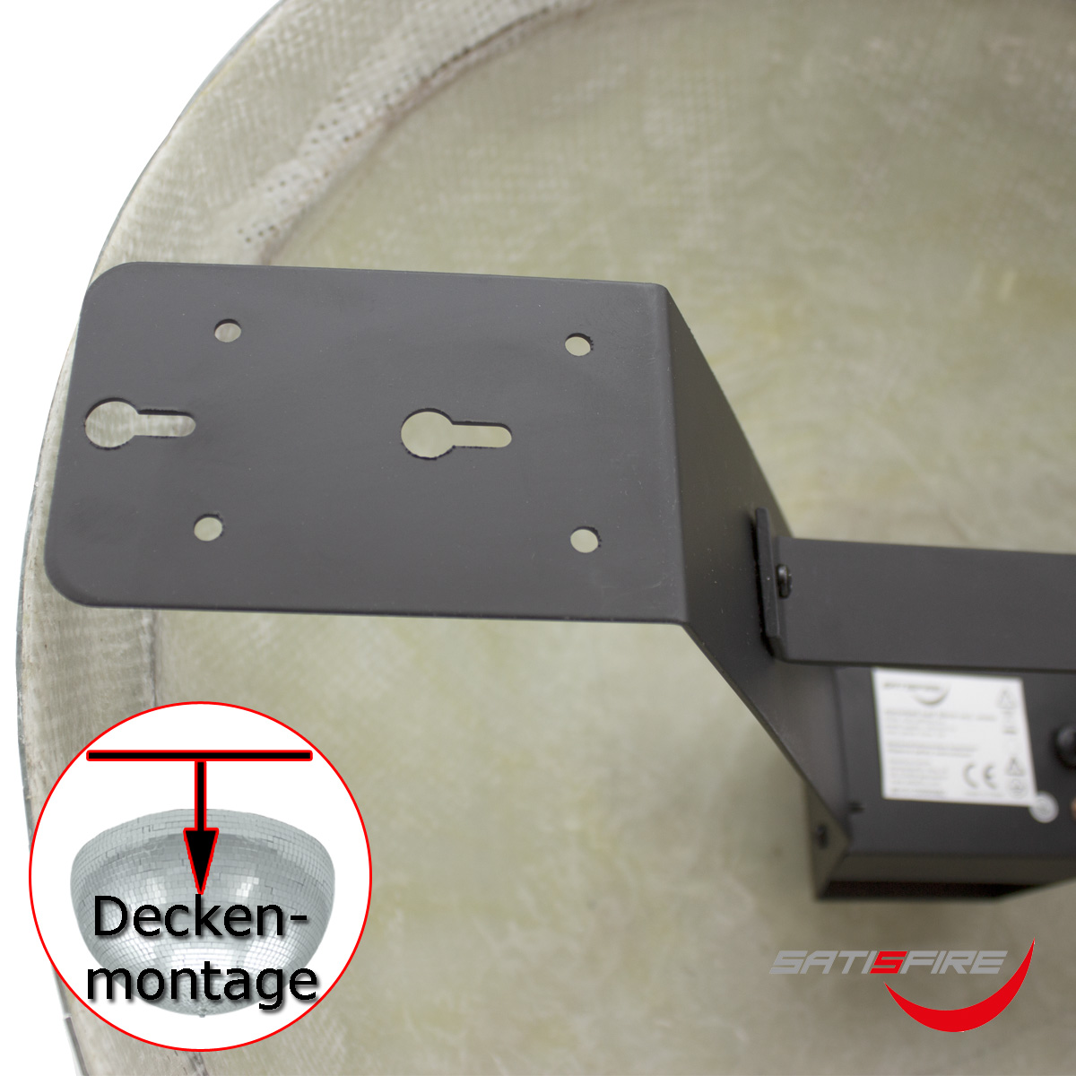 Spiegelkugel halb 50cm schwarz - für Deckenmontage - Diskokugel Echtglas - 7x7mm Spiegel - PREMIUM