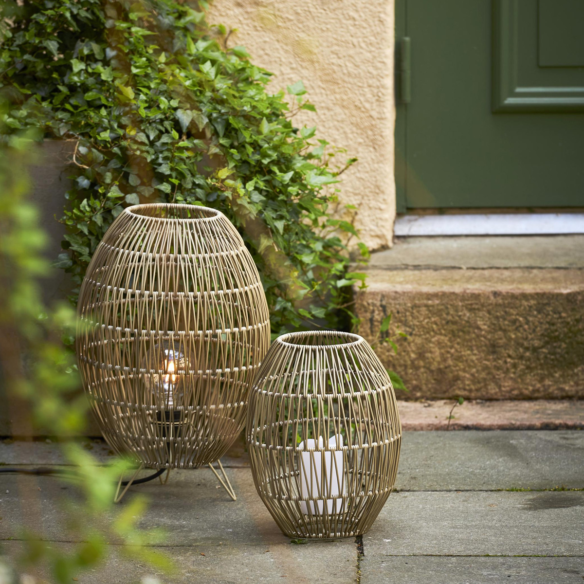 Dekoleuchte/Lampenschirm - D: 24cm, H: 30cm - für E27 Fassungen - outdoor - beige