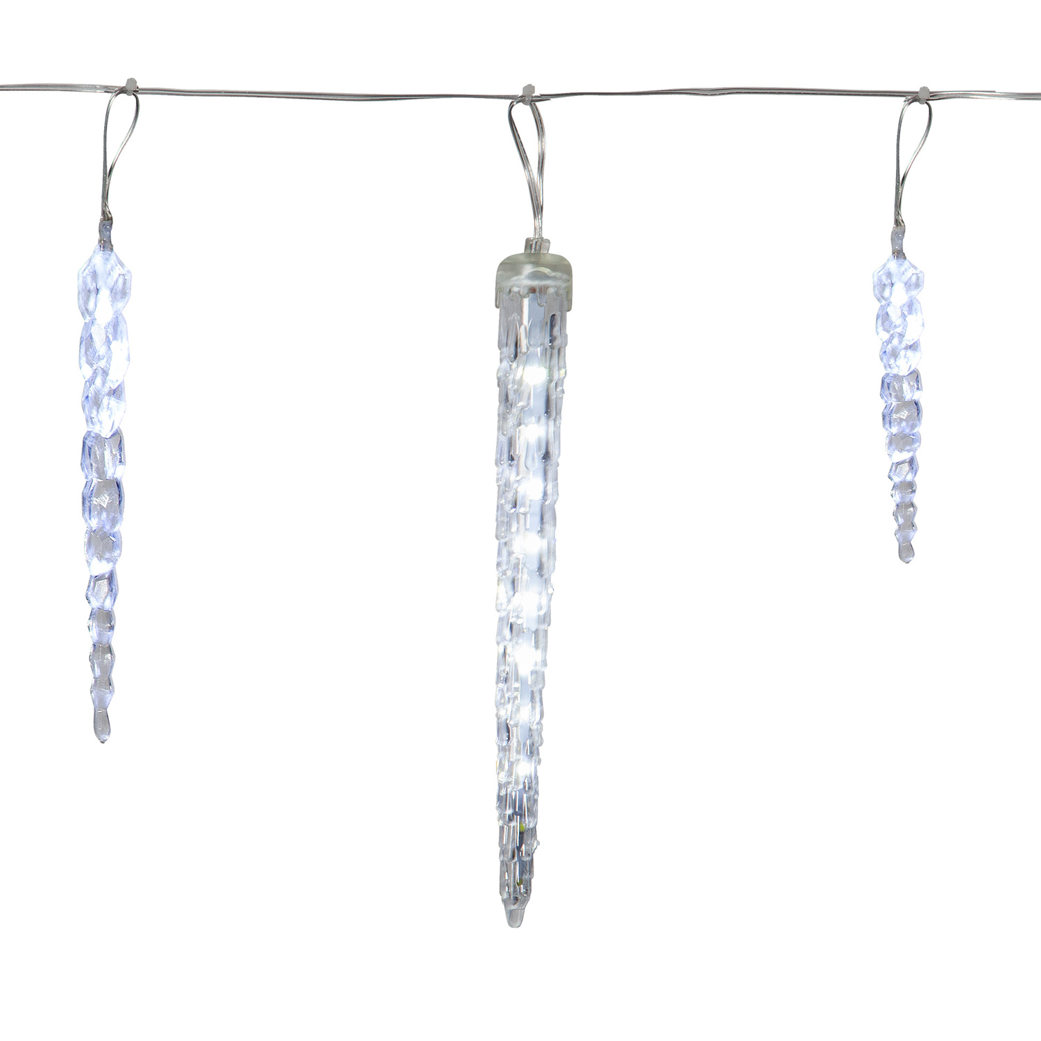 LED Lichterkette Eiszapfen - 24 Eiszapfen - kaltweiße LED - Dauerlicht/Lauflicht - L: 7m - f. Außen LED Lichterkette Eiszapfen - 24 Eiszapfen - kaltweiße LED - Dauerlicht/Lauflicht - L: 7m - f. Außen