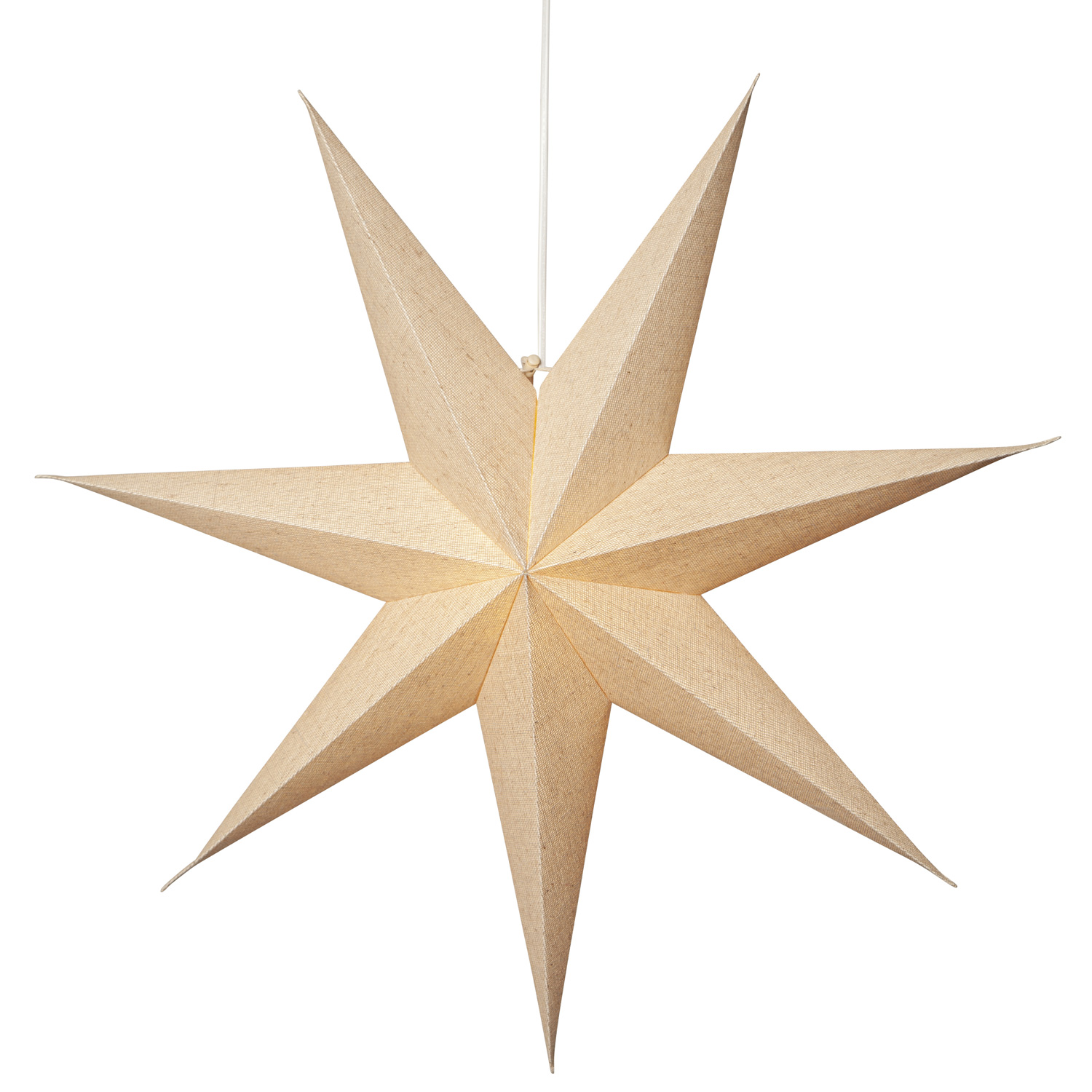Papierstern COTTON - mit Band und Stoffbezug - hängend - 7-zackig - D: 60cm - beige Papierstern COTTON - mit Band und Stoffbezug - hängend - 7-zackig - D: 60cm - beige