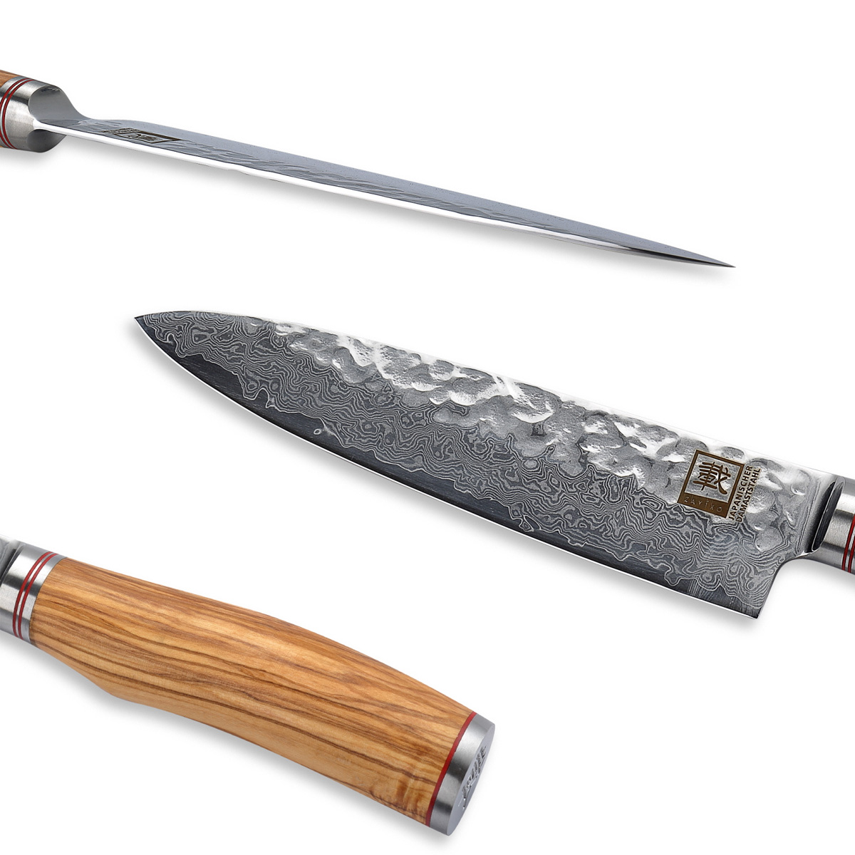 ZAYIKO Damastmesser "Olive Chefmesser" - 20cm Klinge - Griff: Olivenholz - VG-10 Stahlkern