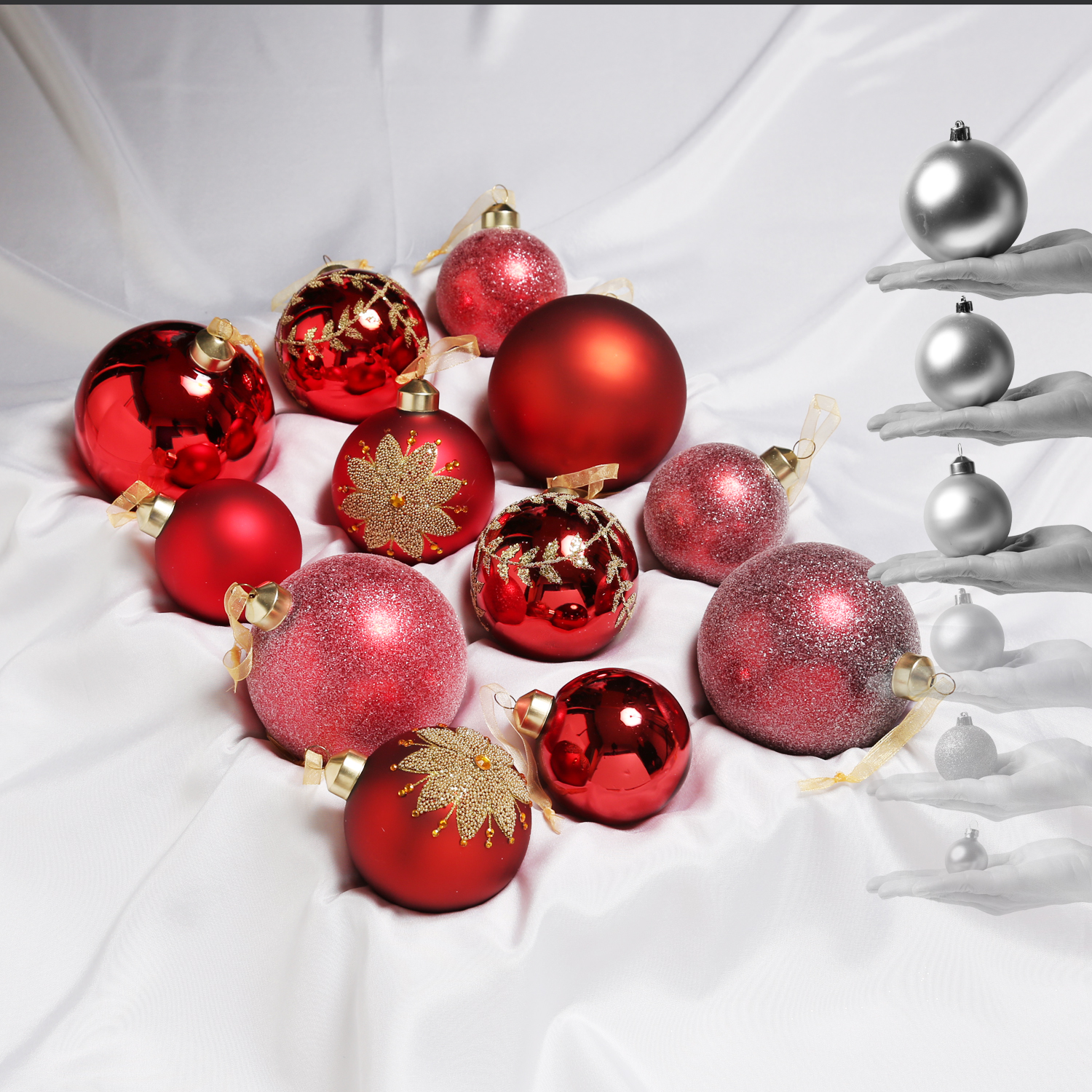 Christbaumkugel - Weihnachtskugel - Glas - 3 Größen - glänzend, matt und glitzernd - rot - 12er Set Christbaumkugel - Weihnachtskugel - Glas - 3 Größen - glänzend, matt und glitzernd - rot - 12er Set