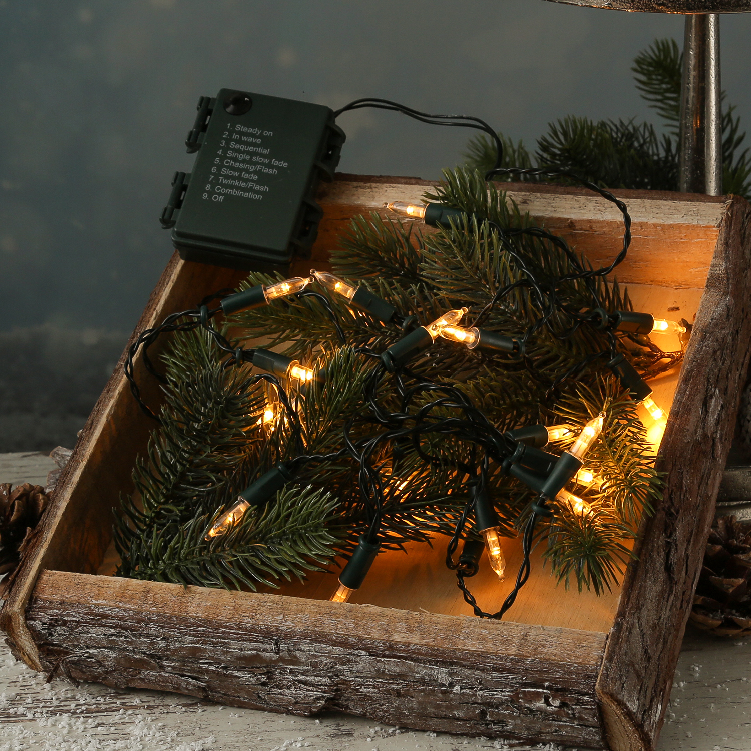 LED Lichterkette Pisello - Weihnachtslichterkette - 20 bernstein LED - 8 Funkt. - L: 1,9m - Batterie LED Lichterkette Pisello - Weihnachtslichterkette - 20 bernstein LED - 8 Funkt. - L: 1,9m - Batterie