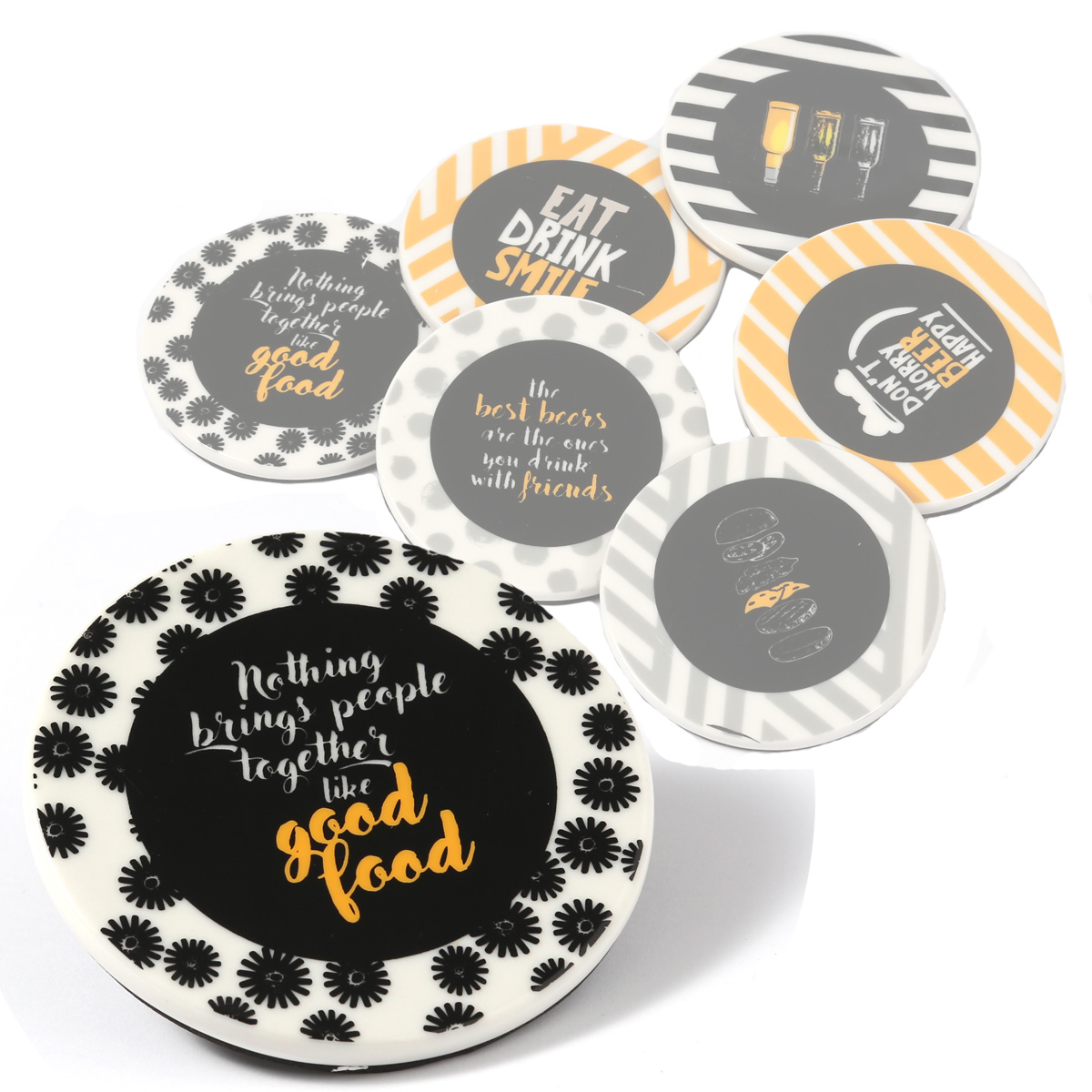 Untersetzer aus Keramik mit GOOD FOOD Aufschrift - D: 9cm - rund