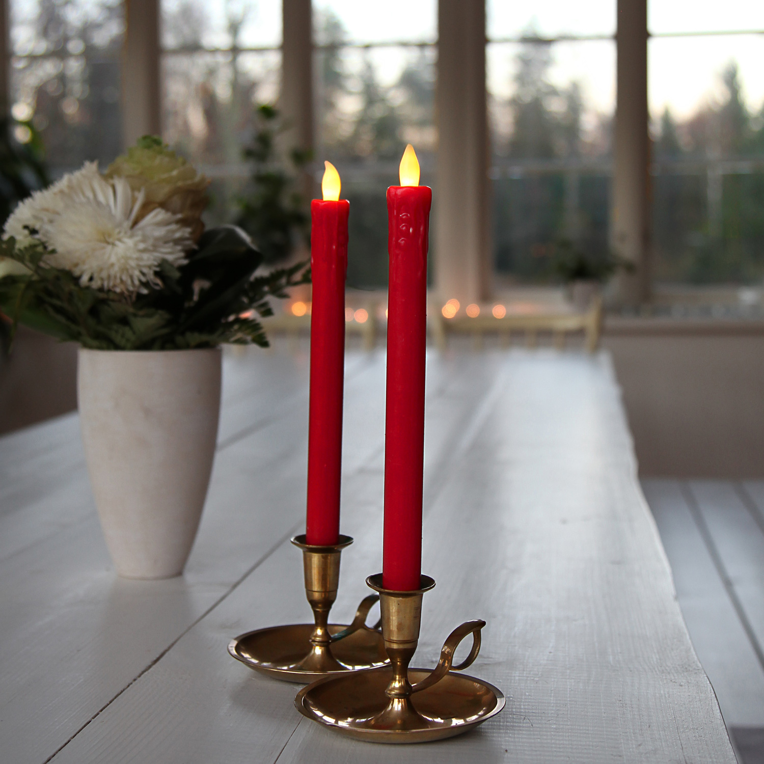 LED Stabkerze Presse -  Echtwachs - flackernde warmweiße LED - H: 25cm - rot - 2er Set LED Stabkerze Presse -  Echtwachs - flackernde warmweiße LED - H: 25cm - rot - 2er Set