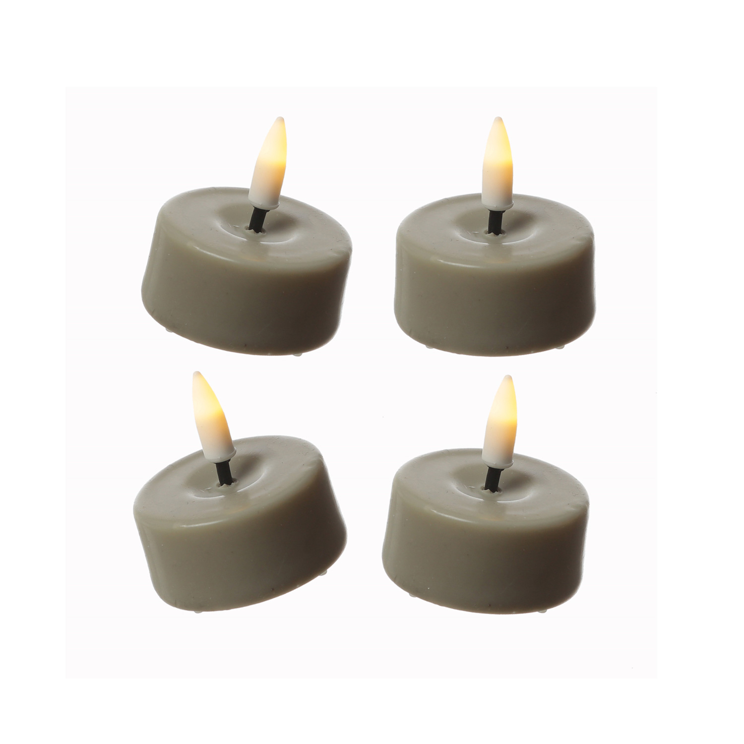 LED Mini Teelichter MIA - realistische 3D Flamme - D: 3,5cm - inkl. Batterien - sandfarben - 4 Stück