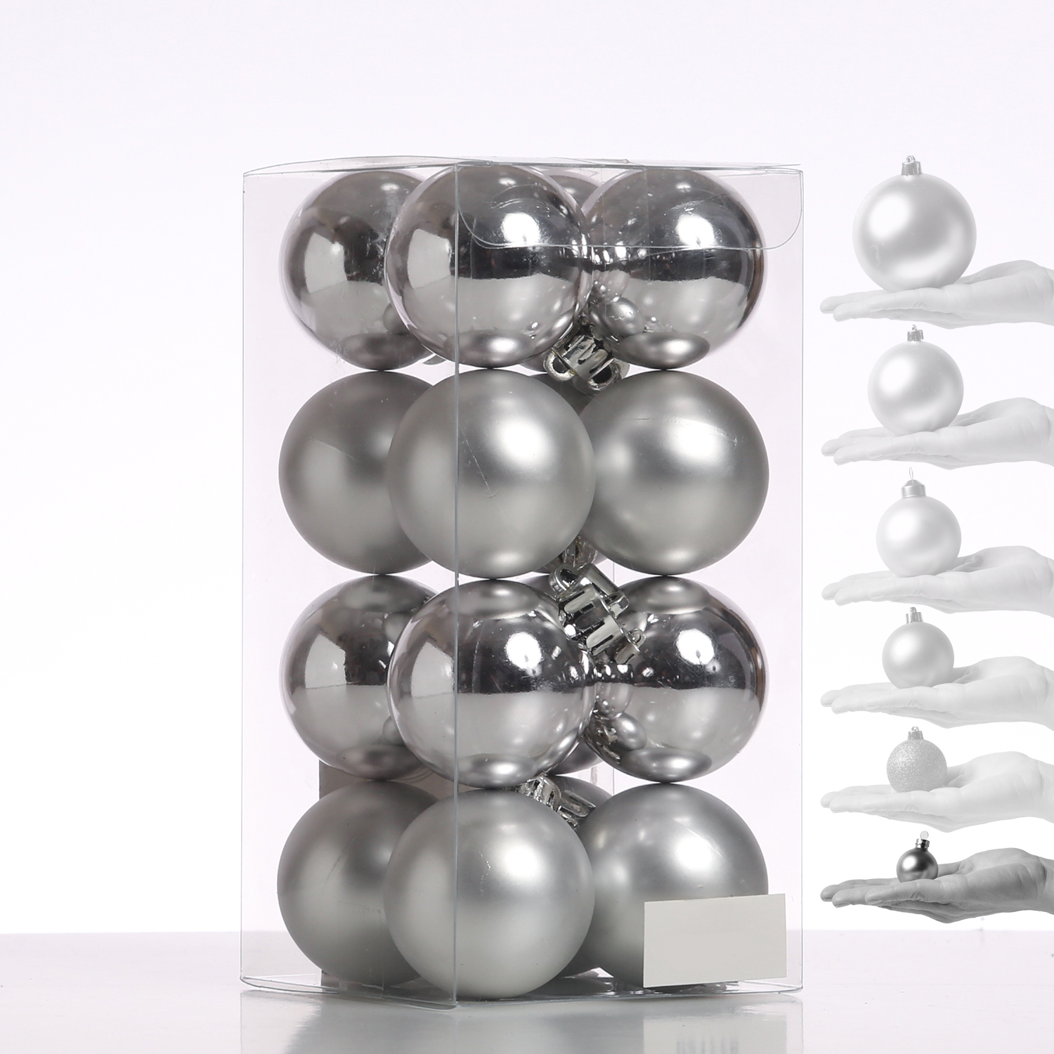 Christbaumkugel - Weihnachtsbaumkugel - bruchfest - D: 4cm - glänzend und matt - silber - 16er Set Christbaumkugel - Weihnachtsbaumkugel - bruchfest - D: 4cm - glänzend und matt - silber - 16er Set