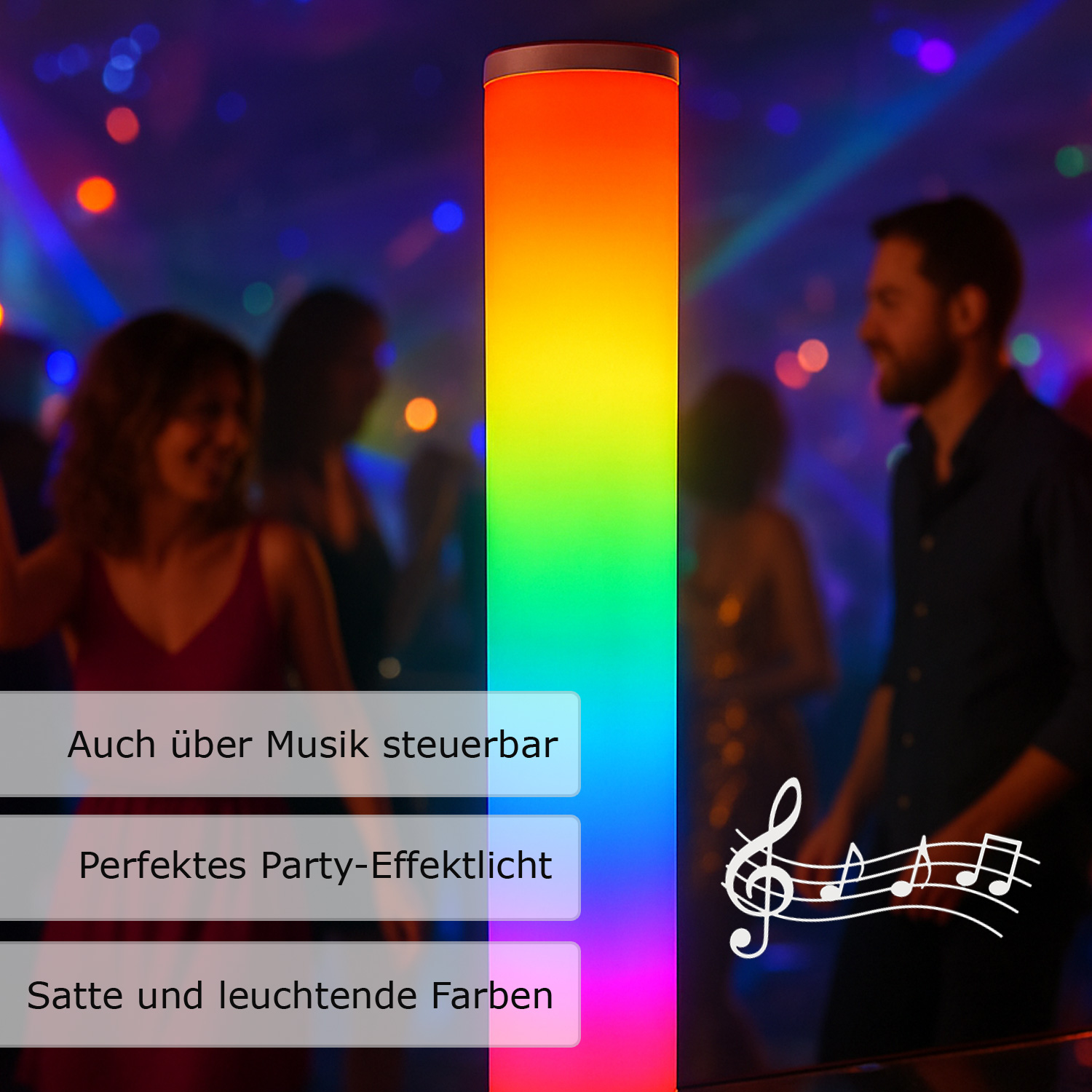 LED COLOR TUBE RAINBOW Lichtsäule - 1m - RGB Farbwechsel - Fernbedienung