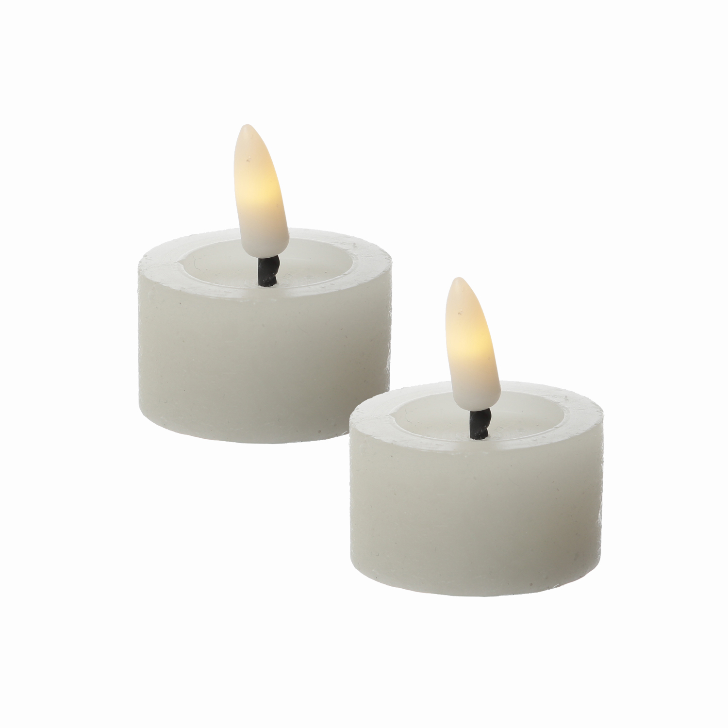 LED Teelichter LINA - Rustik-Optik - Echtwachs - Timer - mit Batterien - D: 4,4cm H: 5cm - 2St. LED Teelichter LINA - Rustik-Optik - Echtwachs - Timer - mit Batterien - D: 4,4cm H: 5cm - 2St.