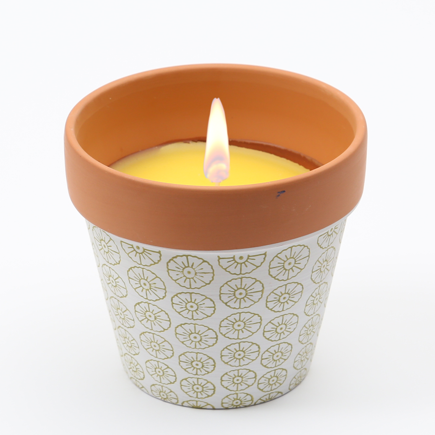 Duftkerze CITRONELLA - Echtwachs in Tontopf - H: 10cm - gegen Stechmücken - grün Duftkerze CITRONELLA - Echtwachs in Tontopf - H: 10cm - gegen Stechmücken - grün