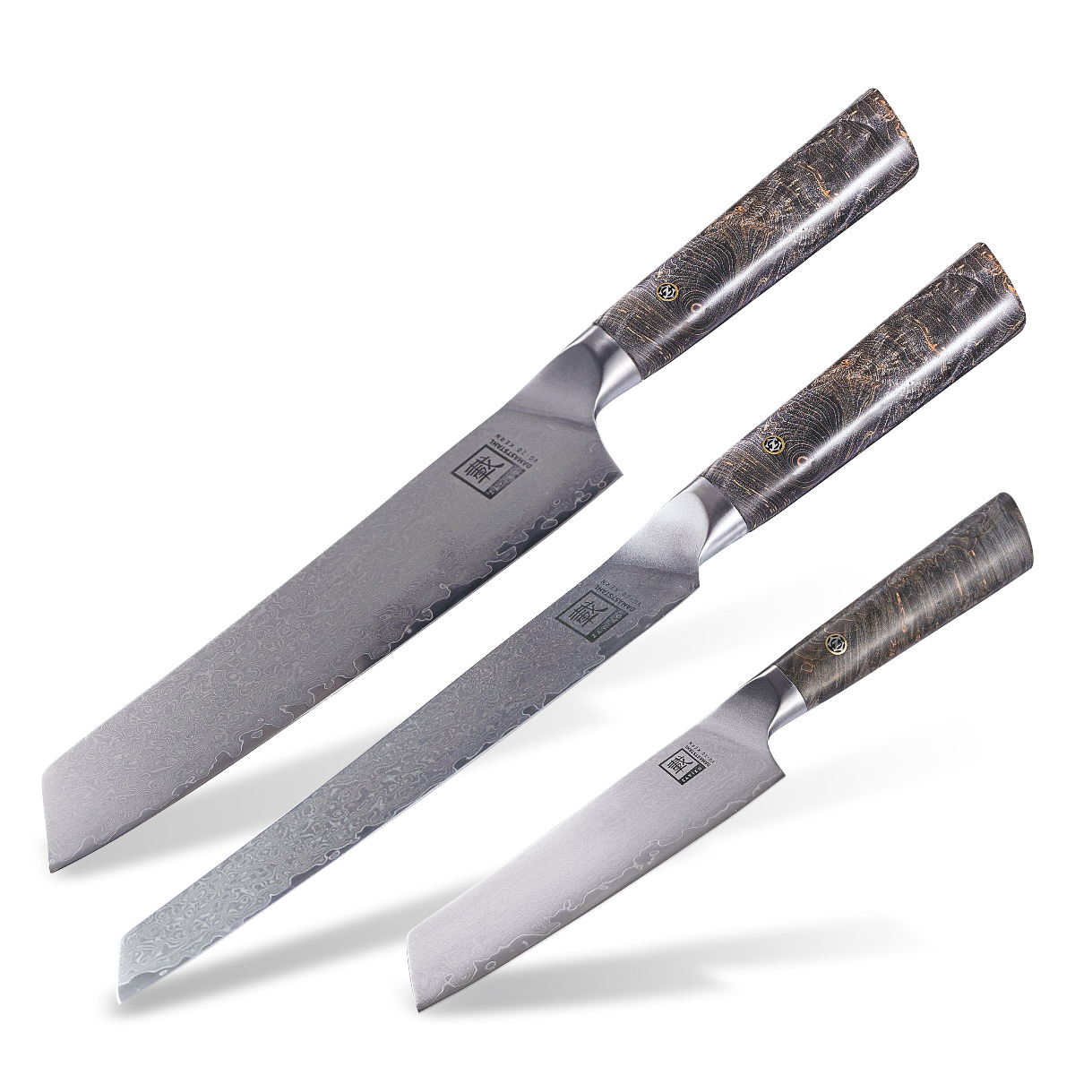 ZAYIKO Damastmesser DAITO PROFI LINE "3er Messer Set" - Ahornholz - VG-10 Stahlkern