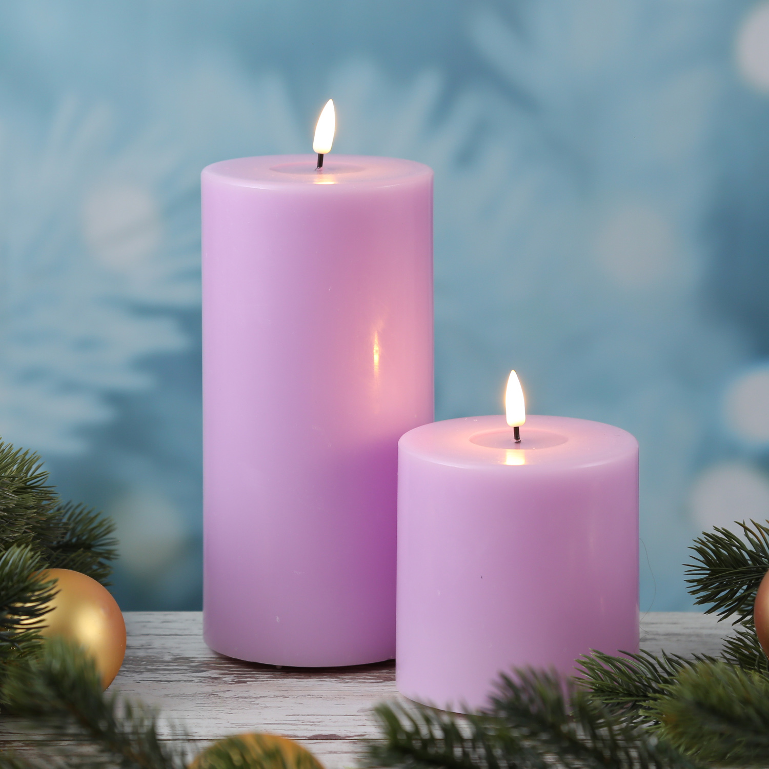 LED Stumpenkerze MIA - Echtwachs - realistische 3D Flamme - H: 20cm - D: 10cm - lavendel LED Stumpenkerze MIA - Echtwachs - realistische 3D Flamme - H: 20cm - D: 10cm - lavendel