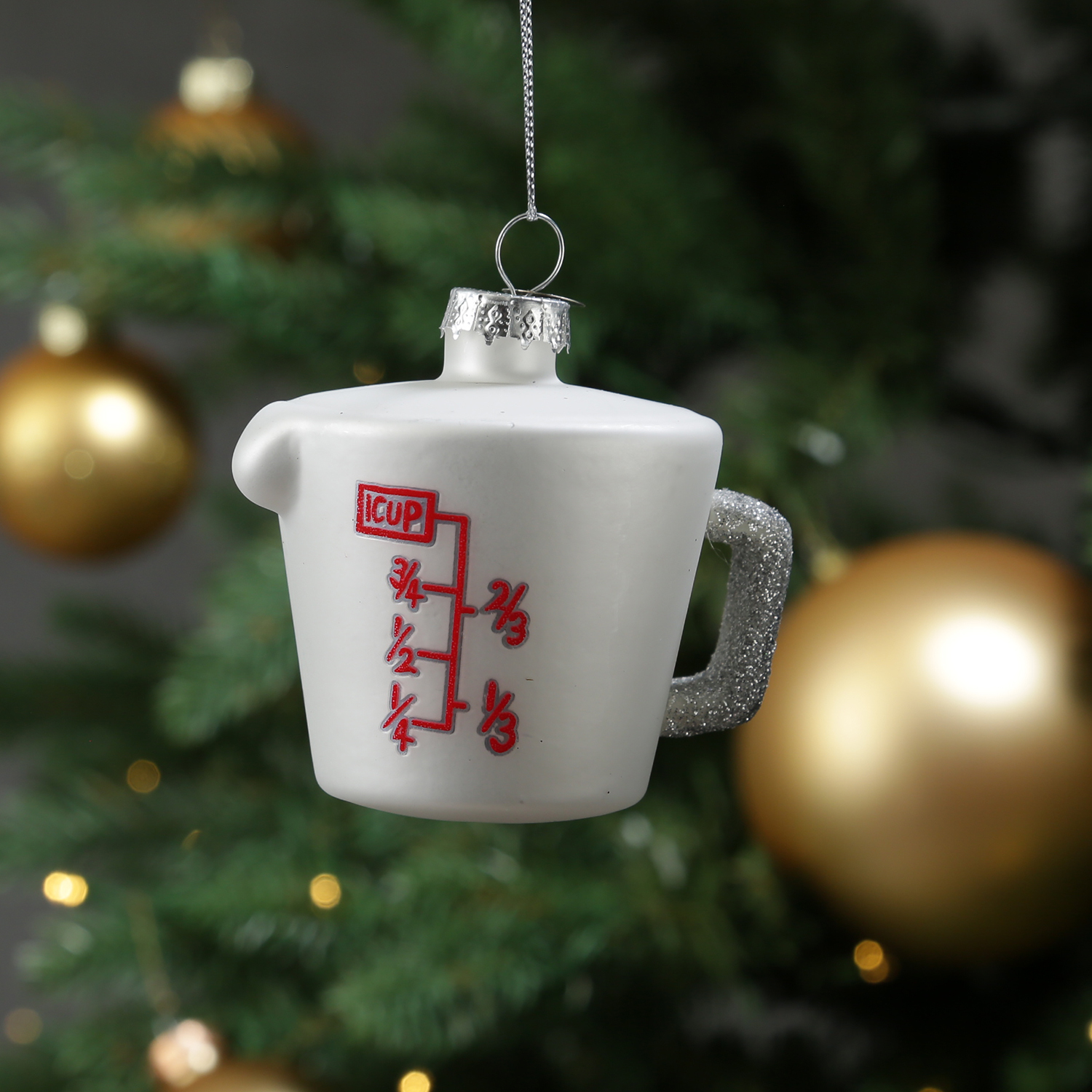 Weihnachtsbaumschmuck Messbecher - Glas - Christbaumschmuck - H: 7,5cm - weiß Weihnachtsbaumschmuck Messbecher - Glas - Christbaumschmuck - H: 7,5cm - weiß