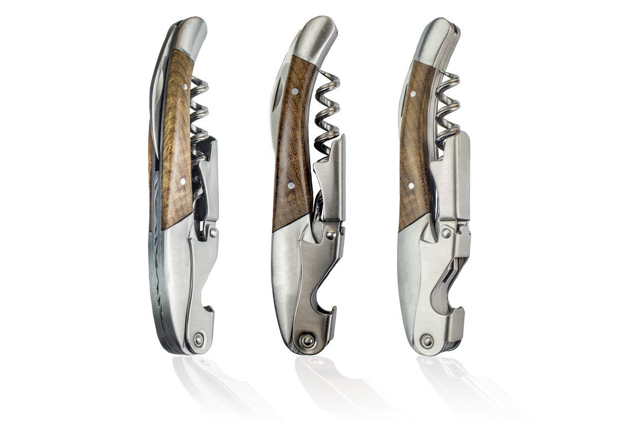 RADOLEO® Kellnermesser EBONY - Korkenzieher & Weinöffner | Profi Sommeliermesser & Flaschenöffner